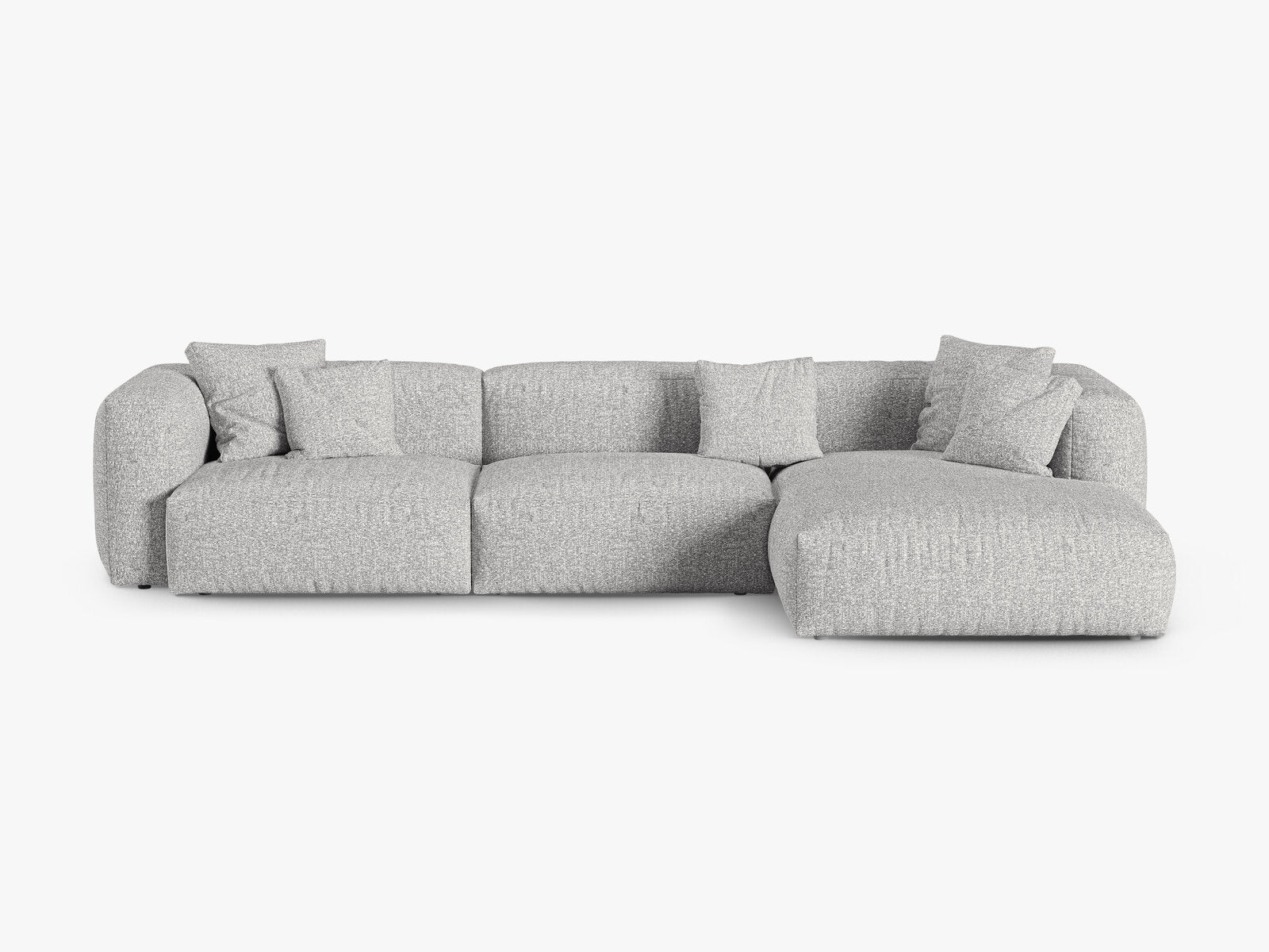 Micadoni Ecksofa Martina 3-Sitzer 90cm Sitztiefe Rechts Boucle Monet Silber