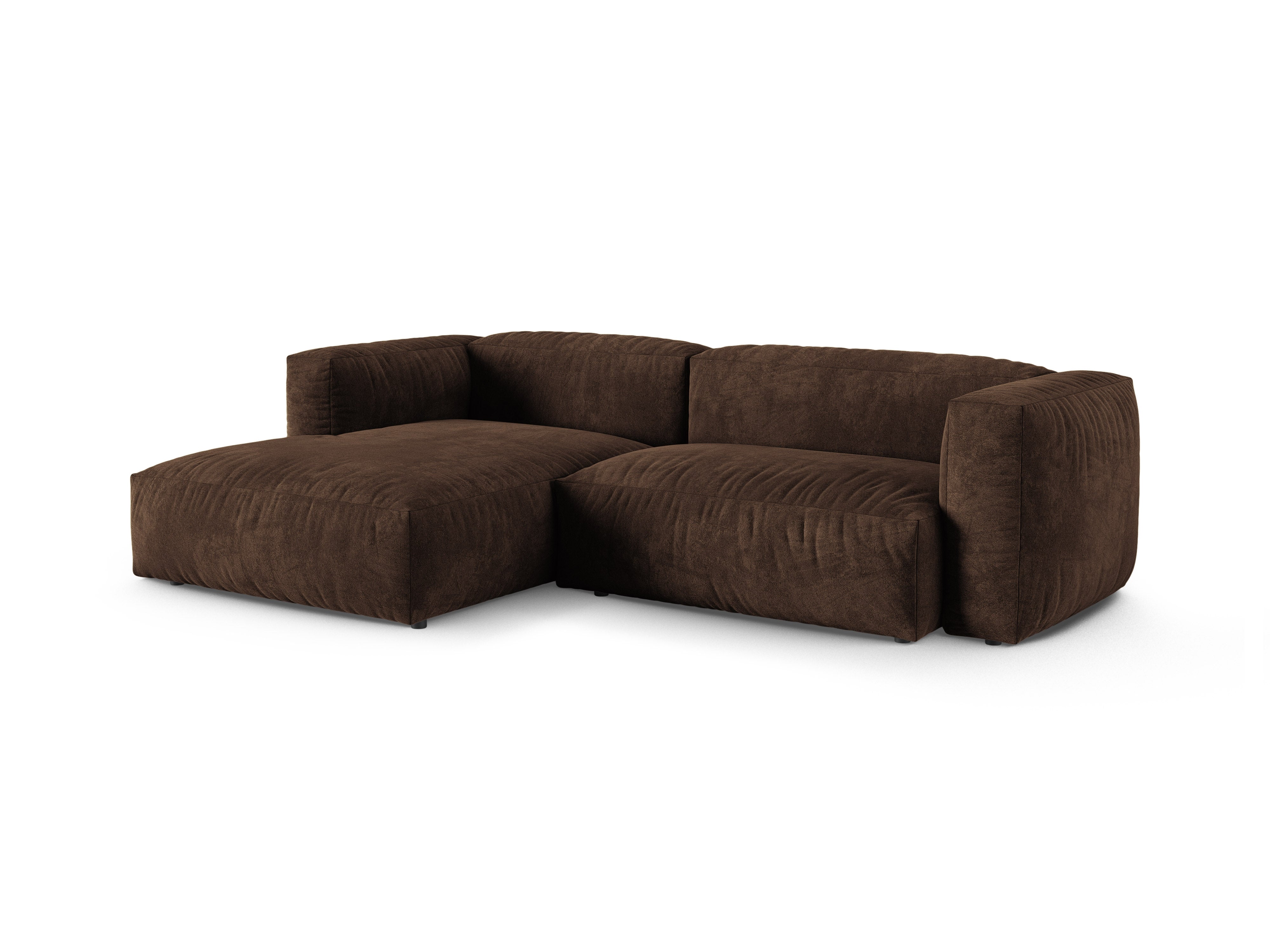 Micadoni Ecksofa Martina 2-Sitzer 90cm Sitztiefe Samt Vogue Schokolade Links