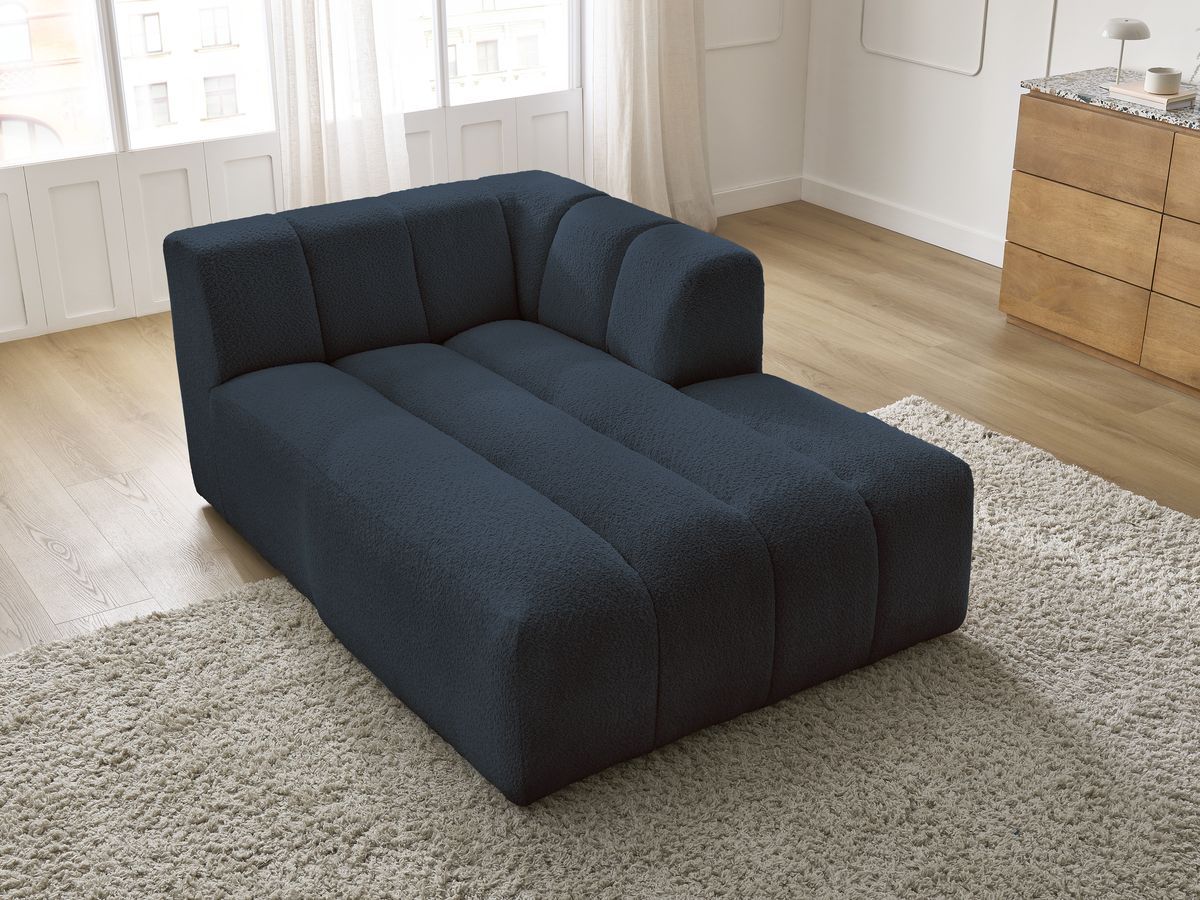 Bobochic Annecy Méridienne-Modul Bouclé-Stoff Dunkelblau Ecke rechts