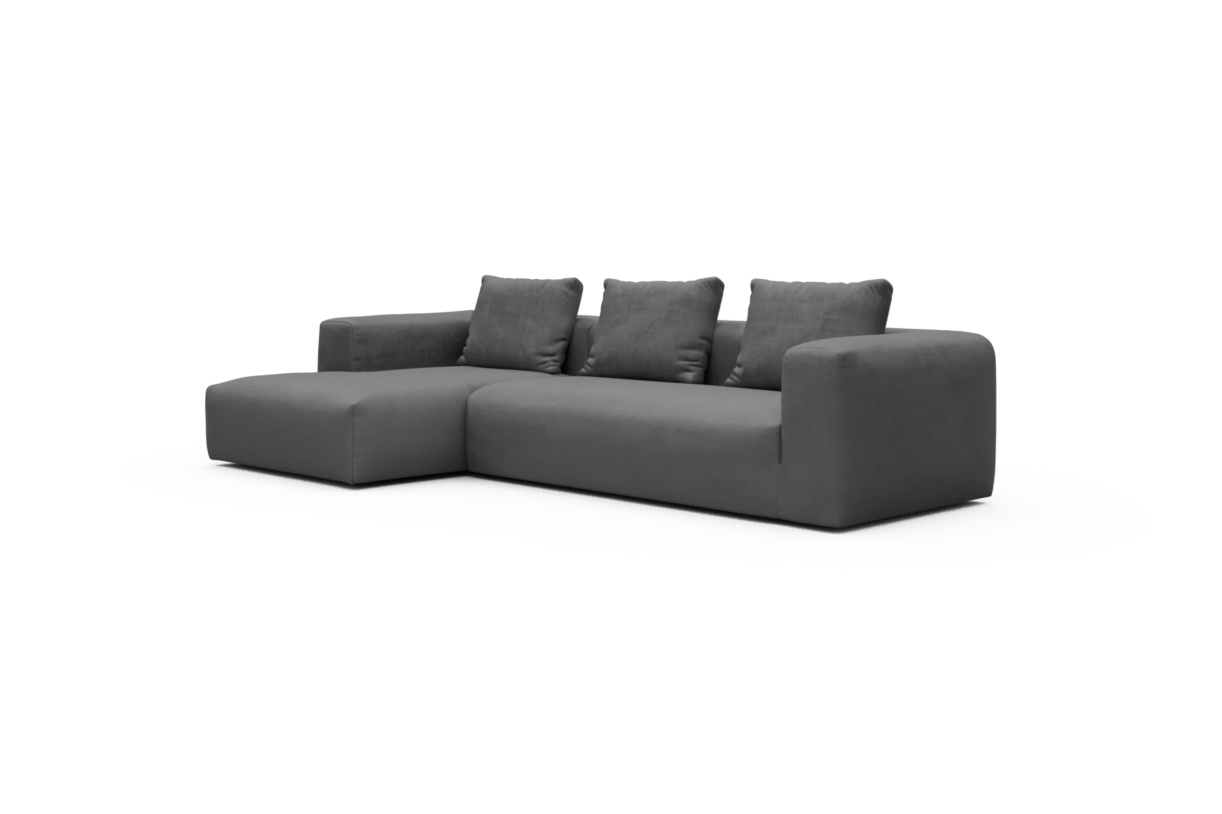 Ecksofa Fred Chaiselongue links mit 2,5-Sitzer Cordufine-Grey
