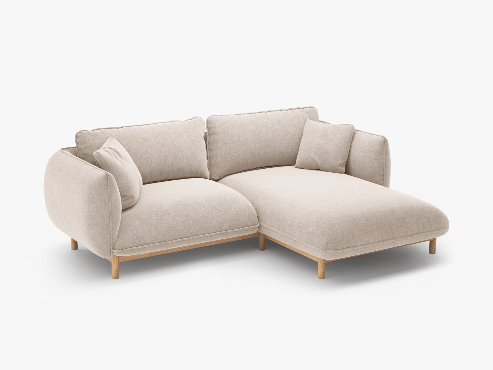 Micadoni Ada Ecksofa 3-Sitzer Rechts Strukturierter Stoff Wind Helles Beige