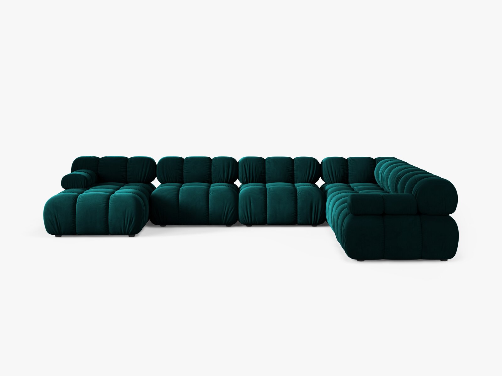 Micadoni Modulares Panorama Ecksofa Bellis 8-Sitzer Rechts Samt Venus Dunkel Petrol