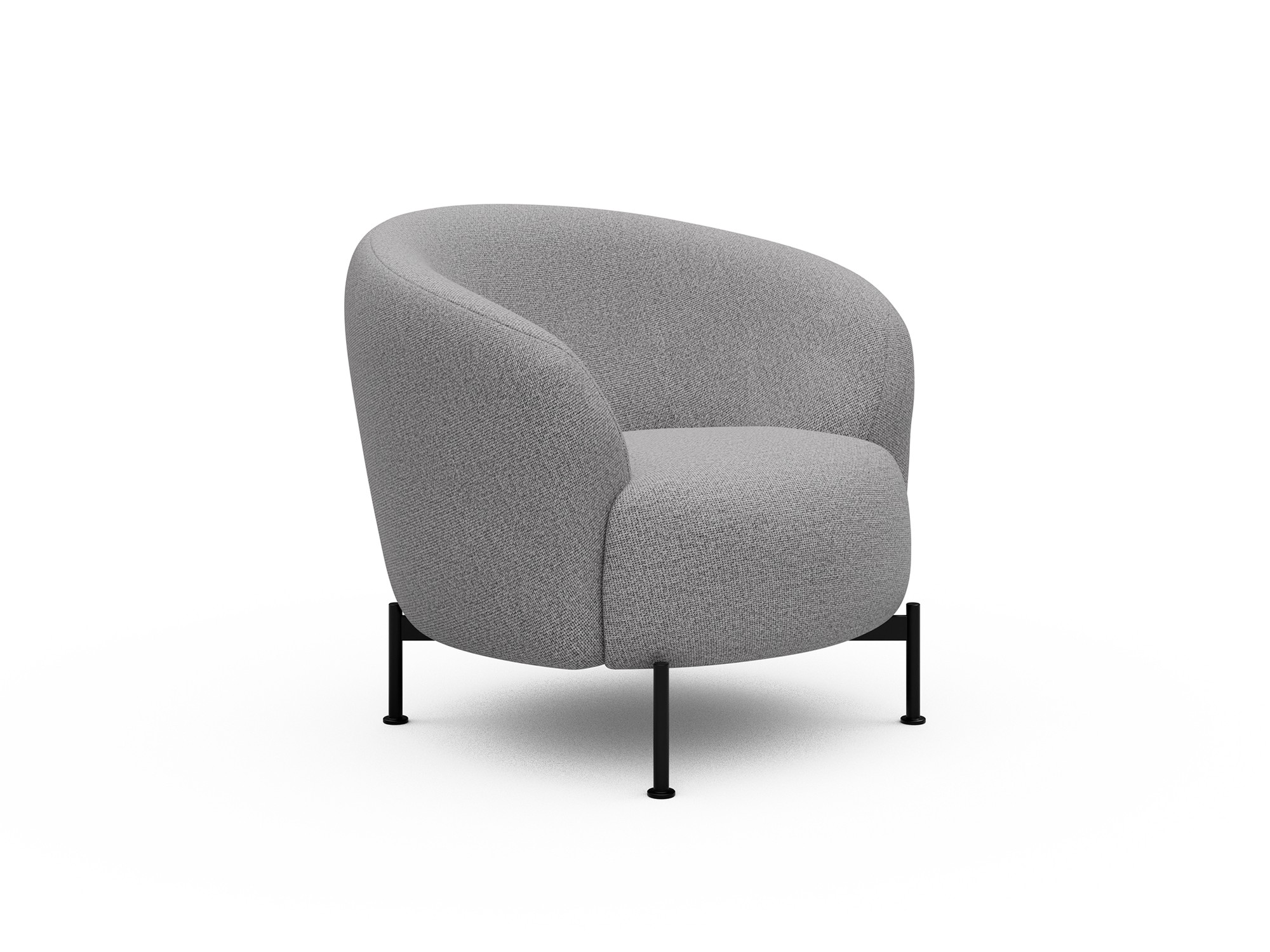 Sessel Ronda X-Metallgestell Schwarz Strukturierter Stoff Sama 336-Grey
