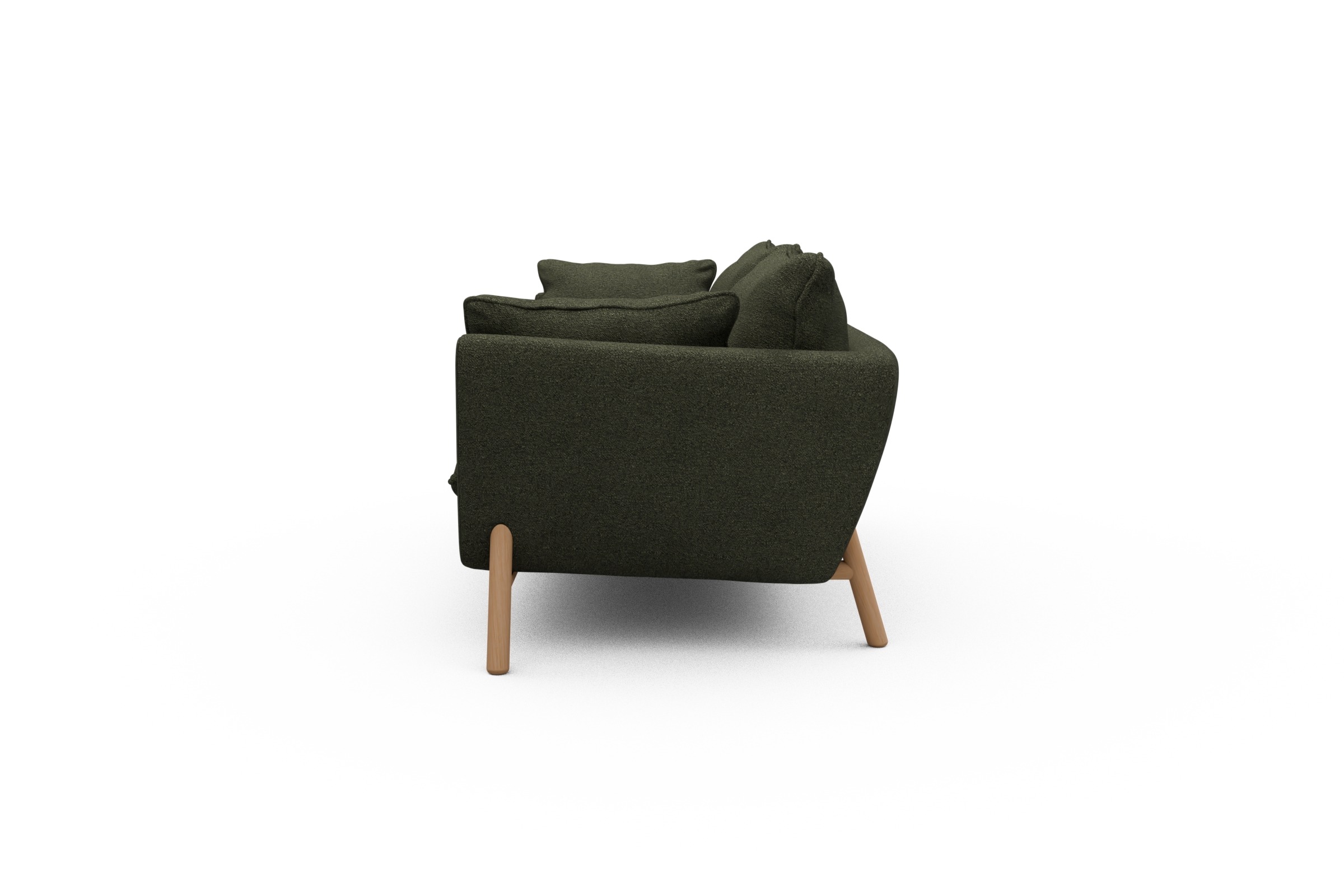 Sofa Emil PREMIUM 2-Sitzer Beinfarbe Eiche Natur Boucle-Forest-Green