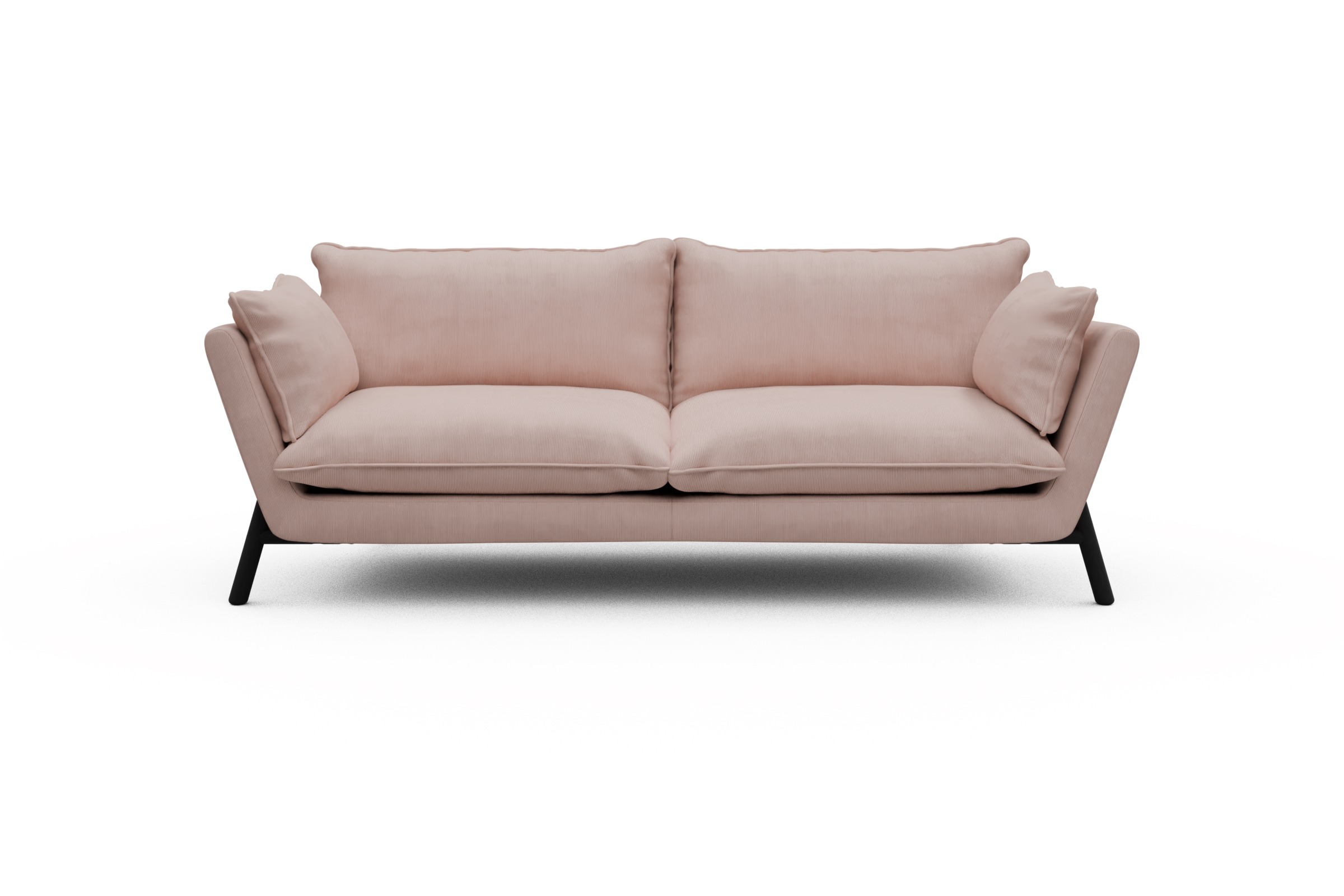 Skandi Home Sofa Emil PREMIUM 3-Sitzer Beinfarbe Eiche Schwarz Cordufine-Blush moebelfaktor