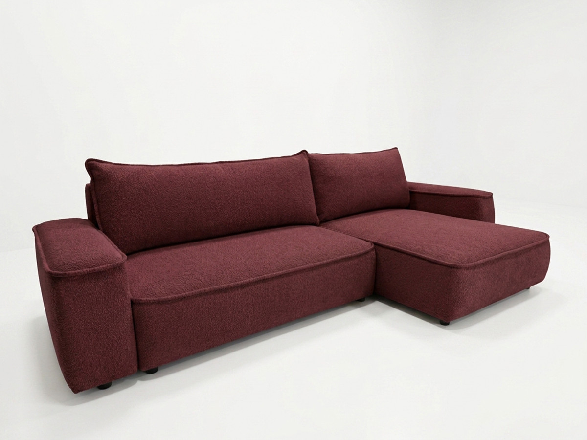 Bobochic Honore Ecksofa mit Schlaffunktion und Bettkasten Chenille Rot