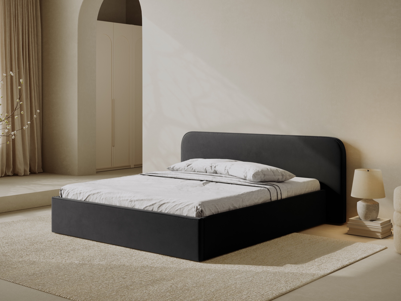 Micadoni Bett Elizabeth Samt Schwarz 180x200