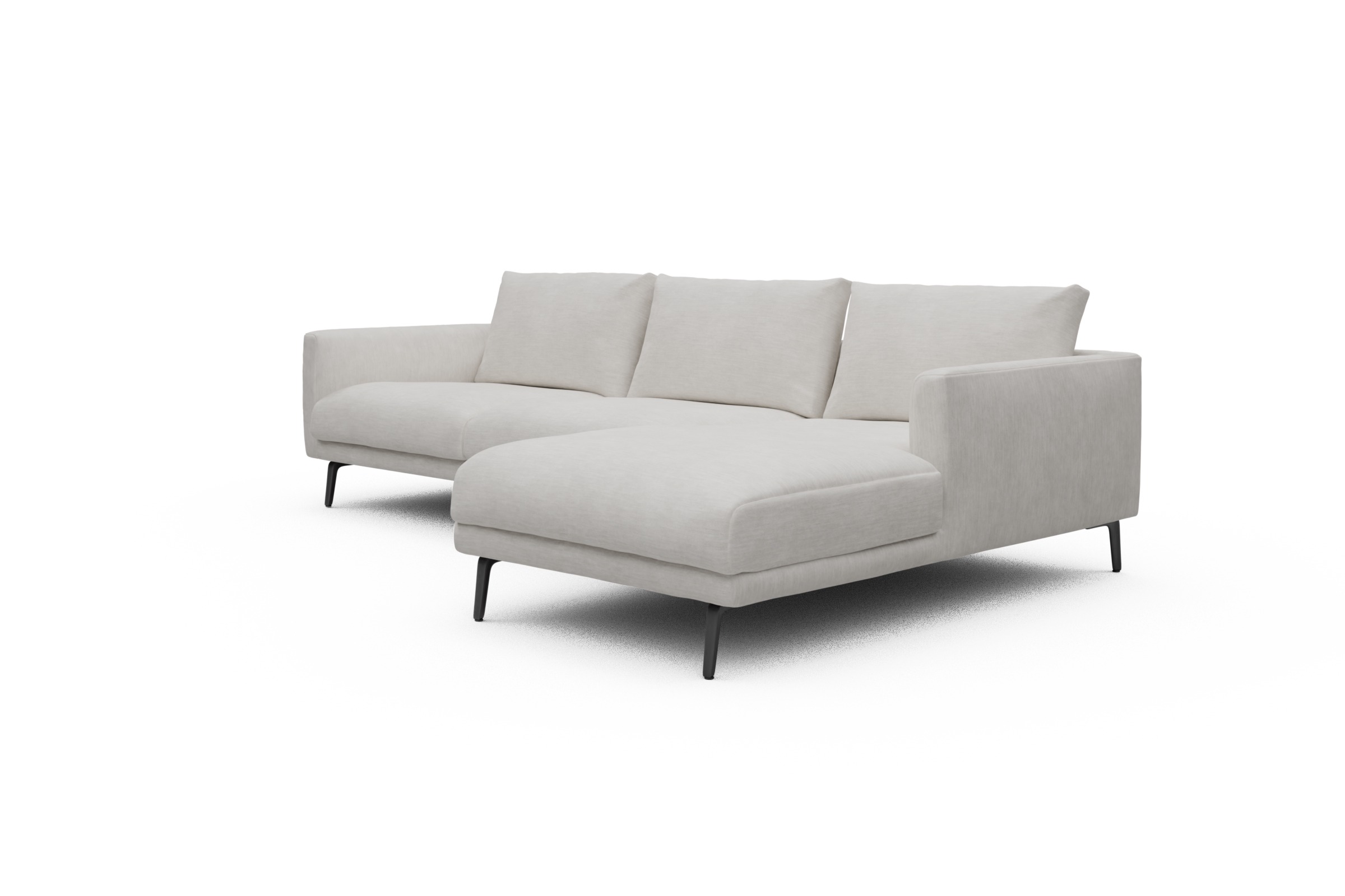 Ecksofa Karl Chaiselongue rechts mit 2,5-Sitzer Vivus-Dusty-Off-White