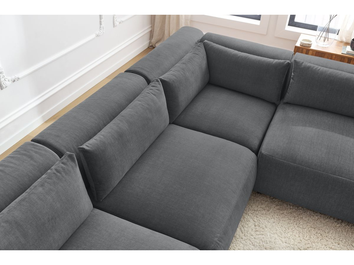 Bobochic Jeanne Ecksofa 299 × 299 cm Samt Dunkelgrau