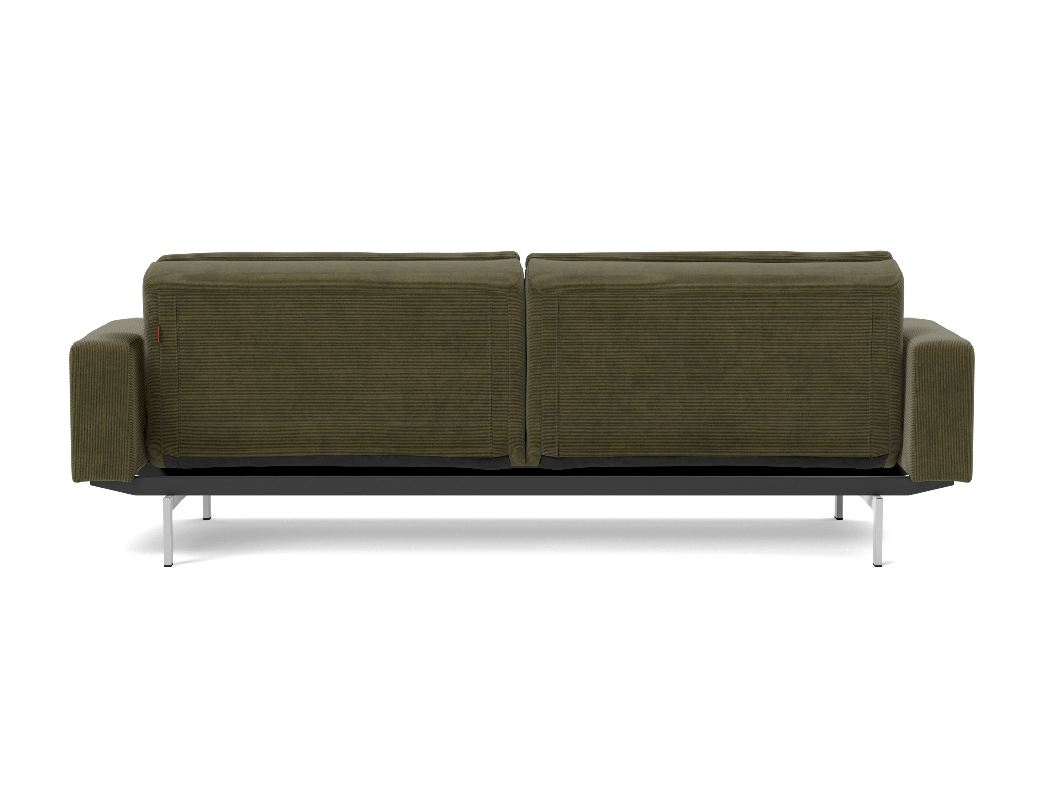 Schlafsofa Dublexo mit Armlehnen Kord Cordufine 316-Pine-Green Beine Chrom