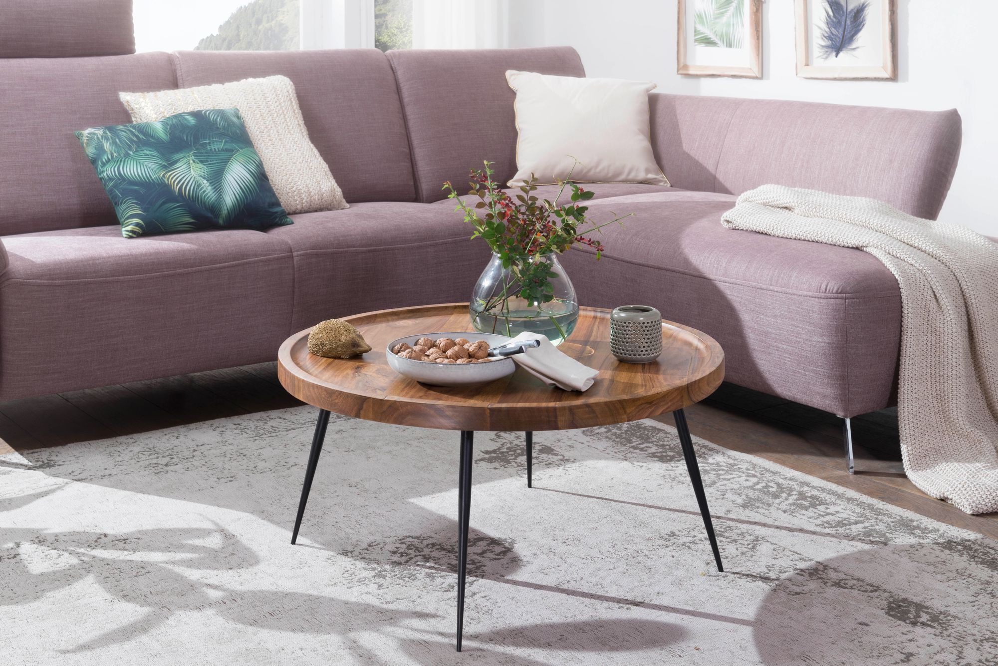 Couchtisch Guldborg Sheesham Massivholz Ø 75 cm