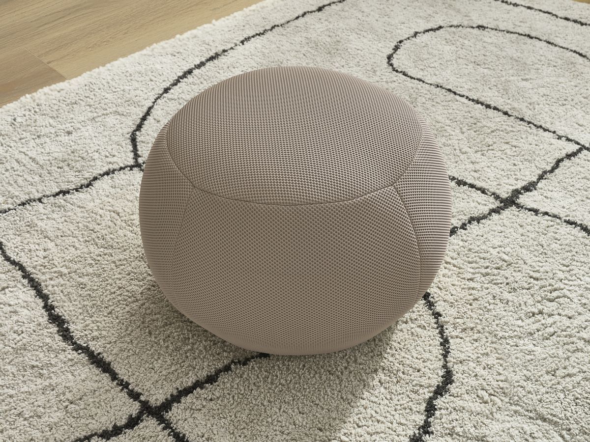 Bobochic Hayden Pouf, rund Mesh-Stoff Taupe, 60 cm
