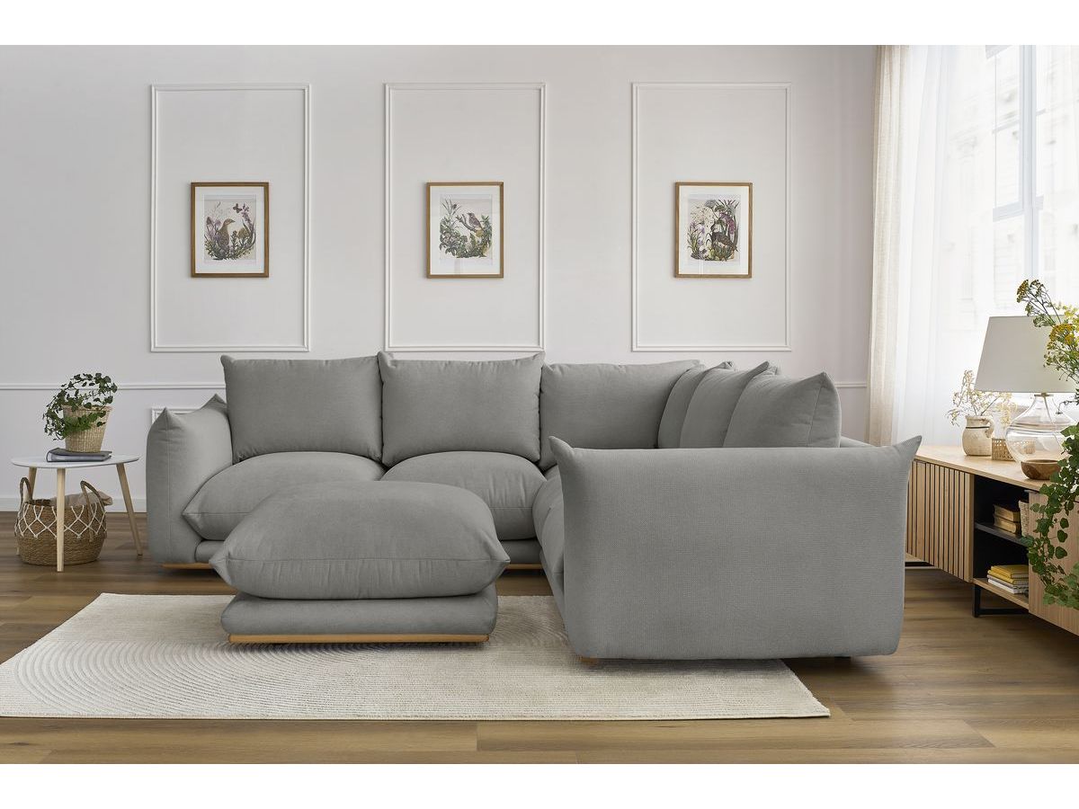 Bobochic Ernest Ecksofa mit Pouf Stoff Dunkelgrau