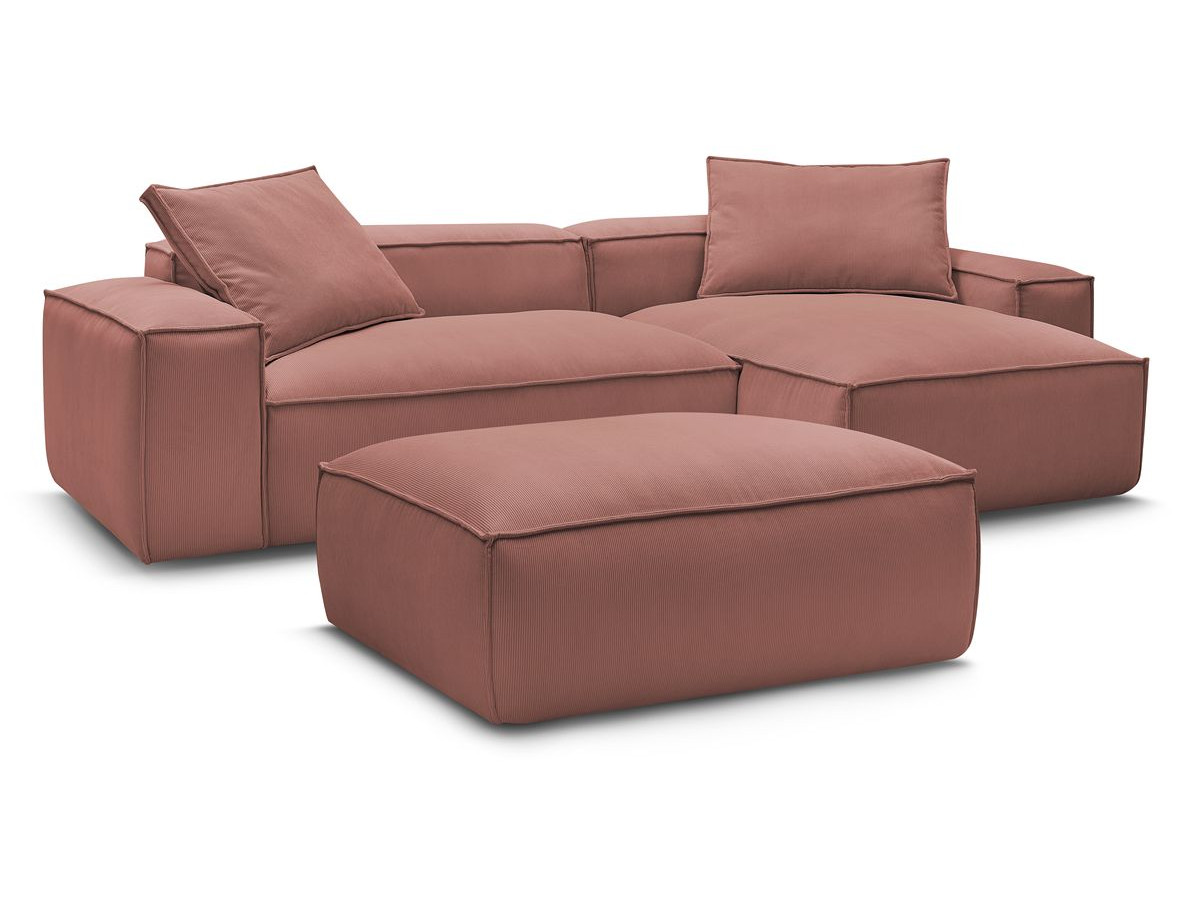 Bobochic Boheme Ecksofa mit Pouf Cordsamt Rosa