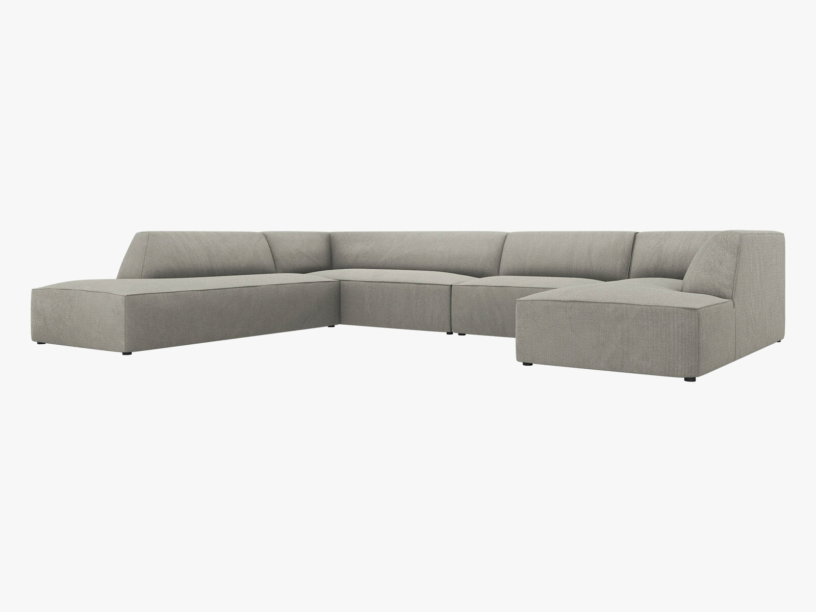 Micadoni Panorama-Ecksofa Ruby 7-Sitzer Links Kord Scala Hellgrau