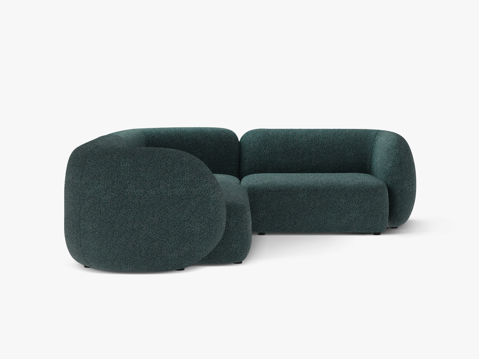 Micadoni Ecksofa Kate 4-Sitzer Rechts Strukturierter Stoff Puente Grün Blau Melange