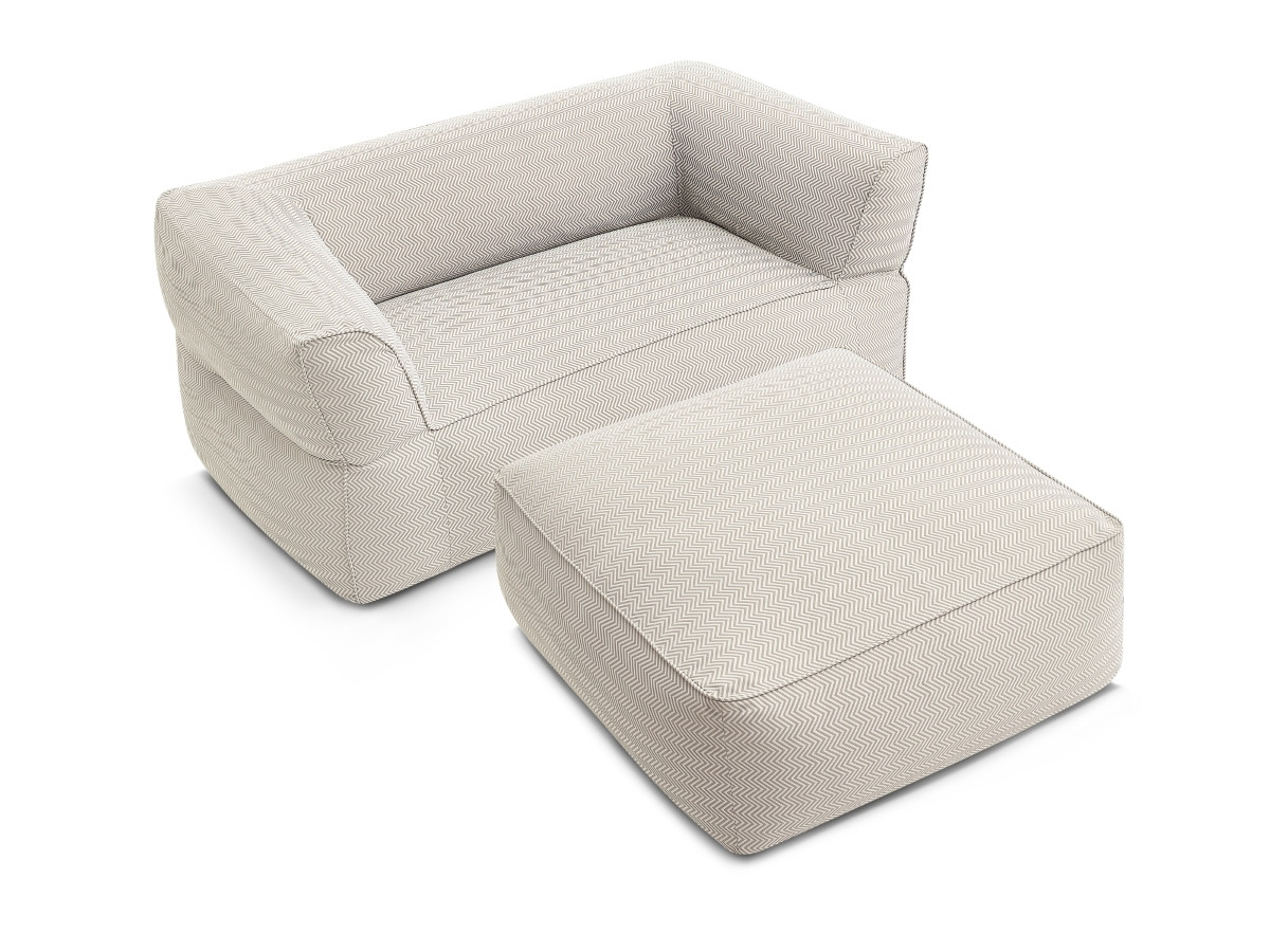 Bobochic Nour Gartensofa 3-Sitzer mit Pouf Stoff Beige