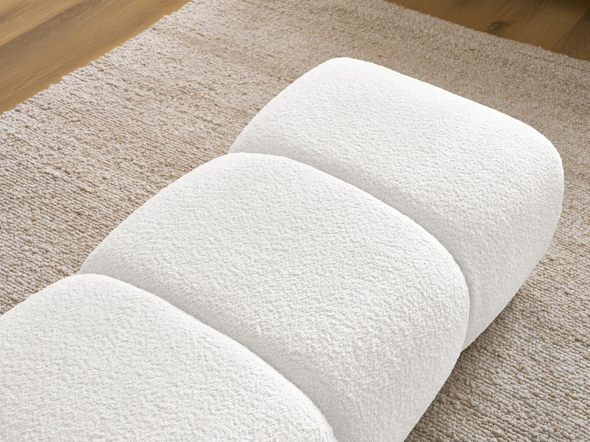 Bobochic Pamira Pouf Bouclé-Stoff Weiß