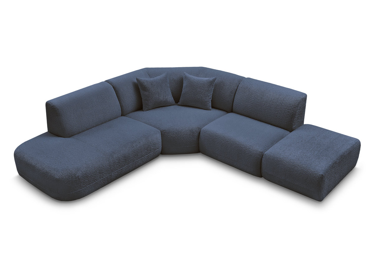 Bobochic Anda Ecksofa 279 × 264 cm Chenille Dunkelblau Ecke links