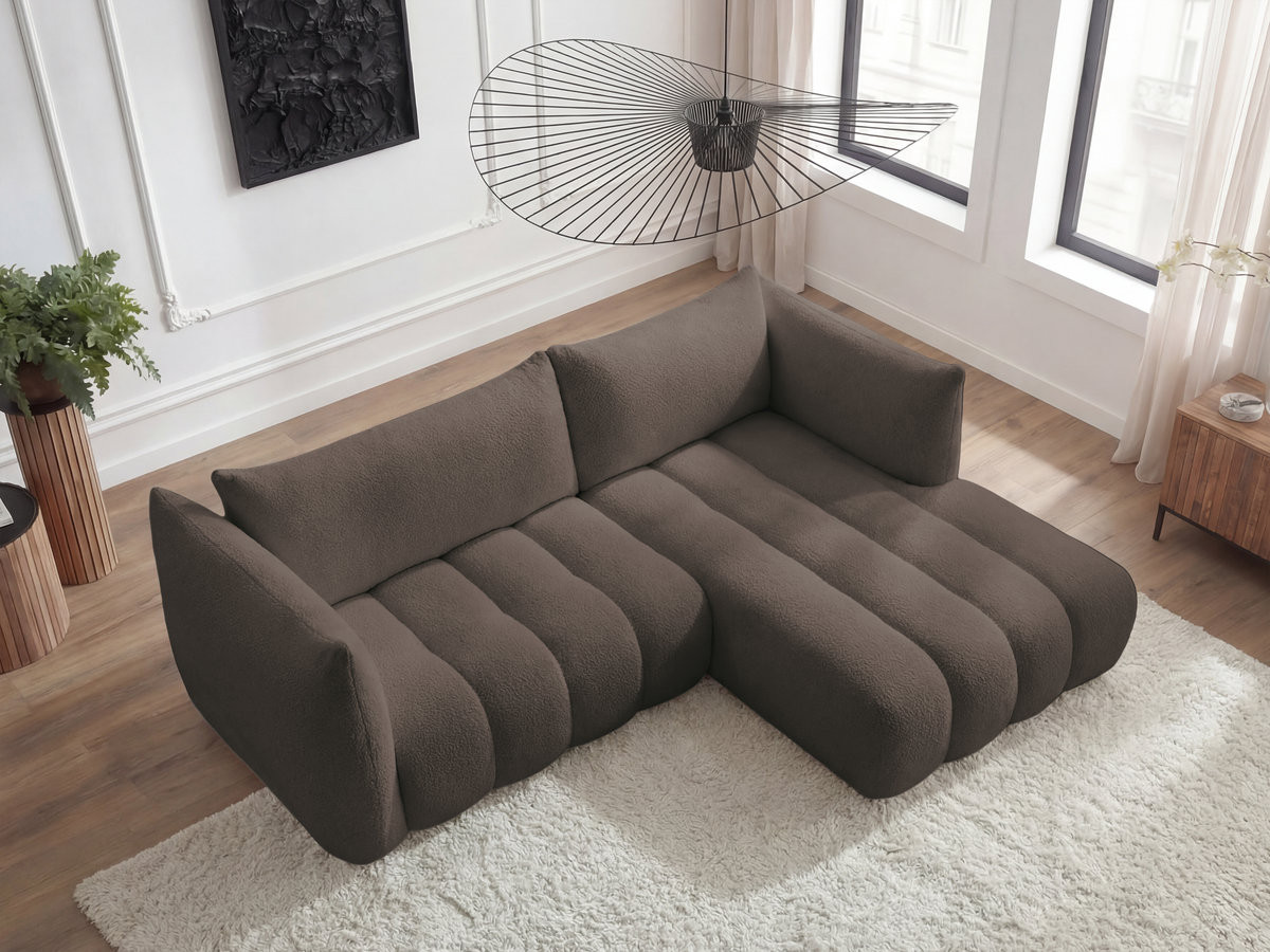 Bobochic Azra Ecksofa 262 × 178 cm Bouclé-Stoff Braun Ecke rechts