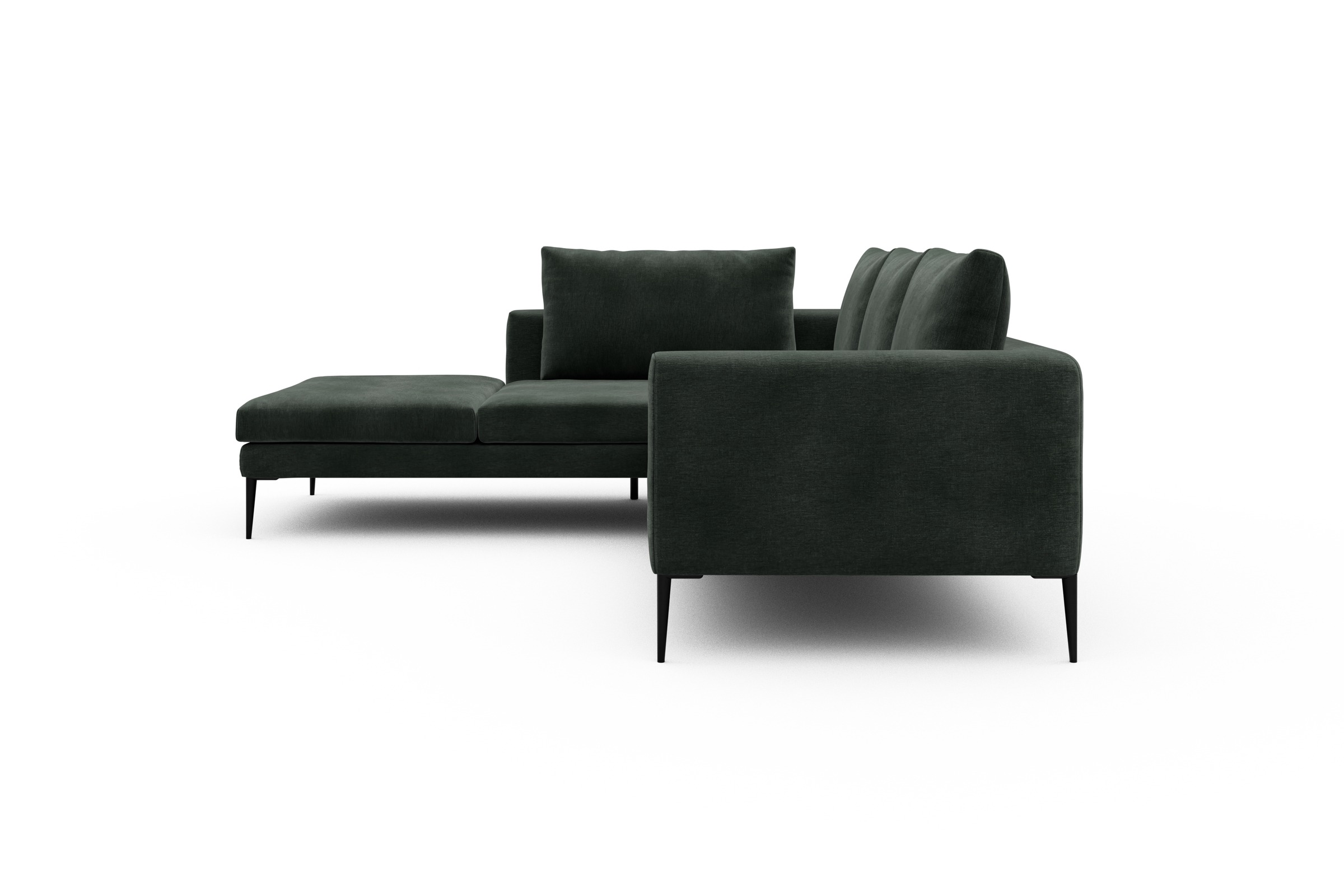 Ecksofa Paul Relax-Ecke links mit 2-Sitzer Smooth-Laurel-Green