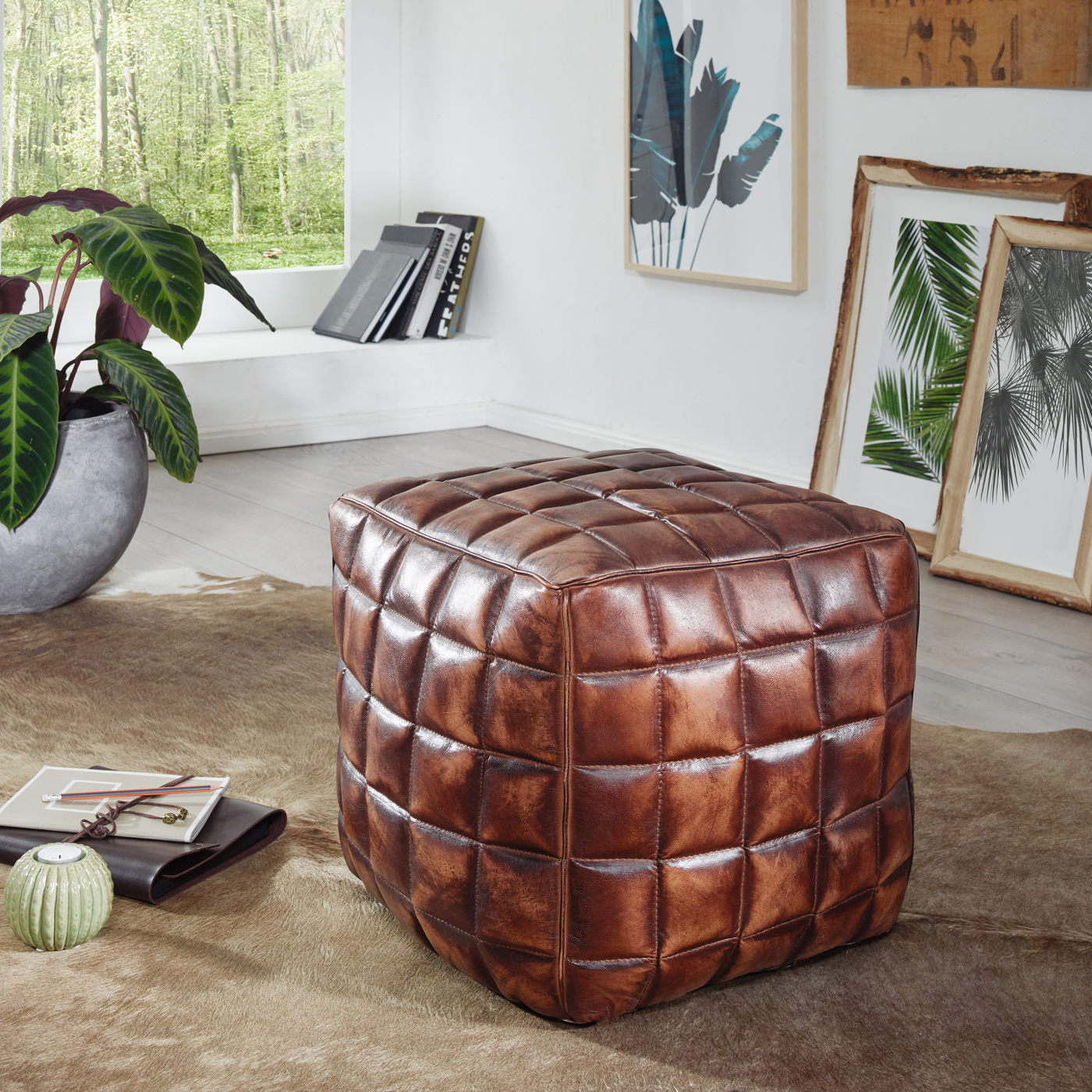 Polsterhocker Borgarnes Braun 39 × 39 × 41 cm