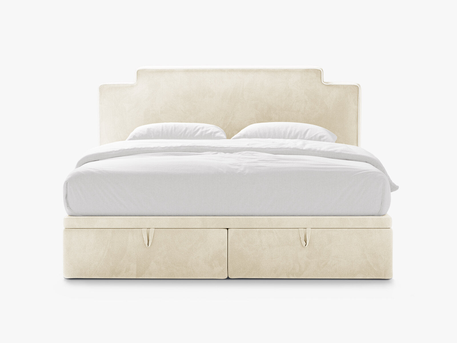 Micadoni Princess Boxspringbett mit Bettkasten und Kopfteil Samt Magic Velvet Elfenbein 160x200