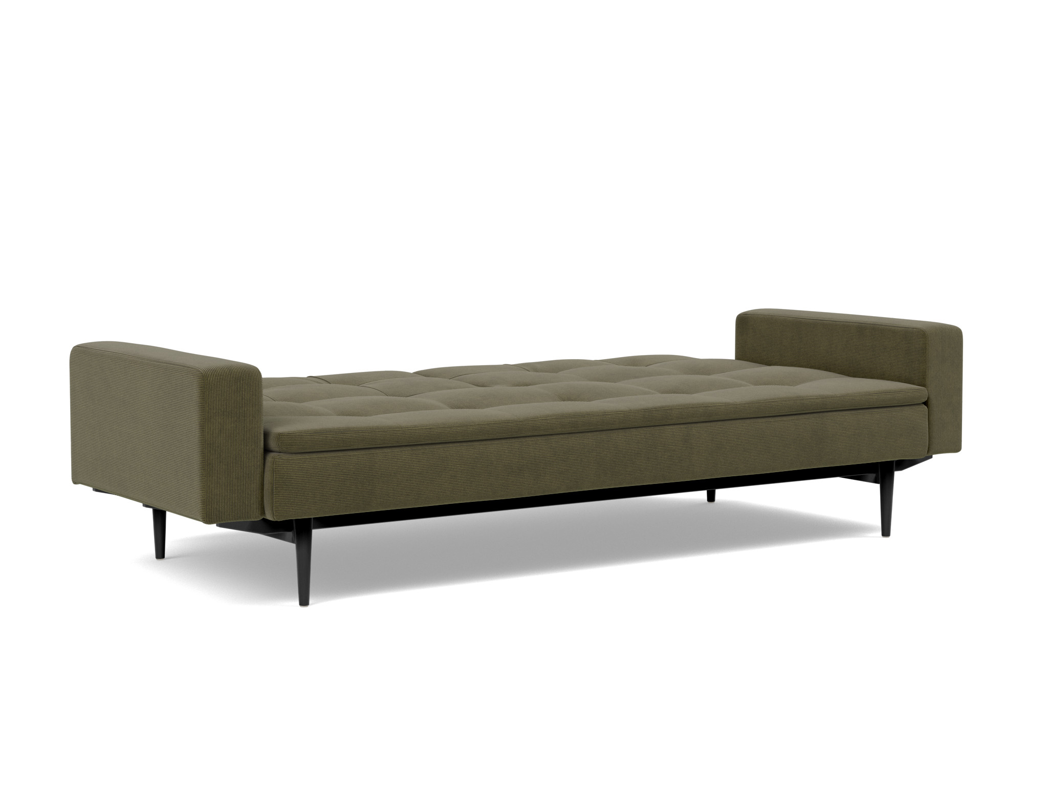 Schlafsofa Dublexo mit Armlehnen Kord Cordufine 316-Pine-Green Beine Styletto Eiche schwarz