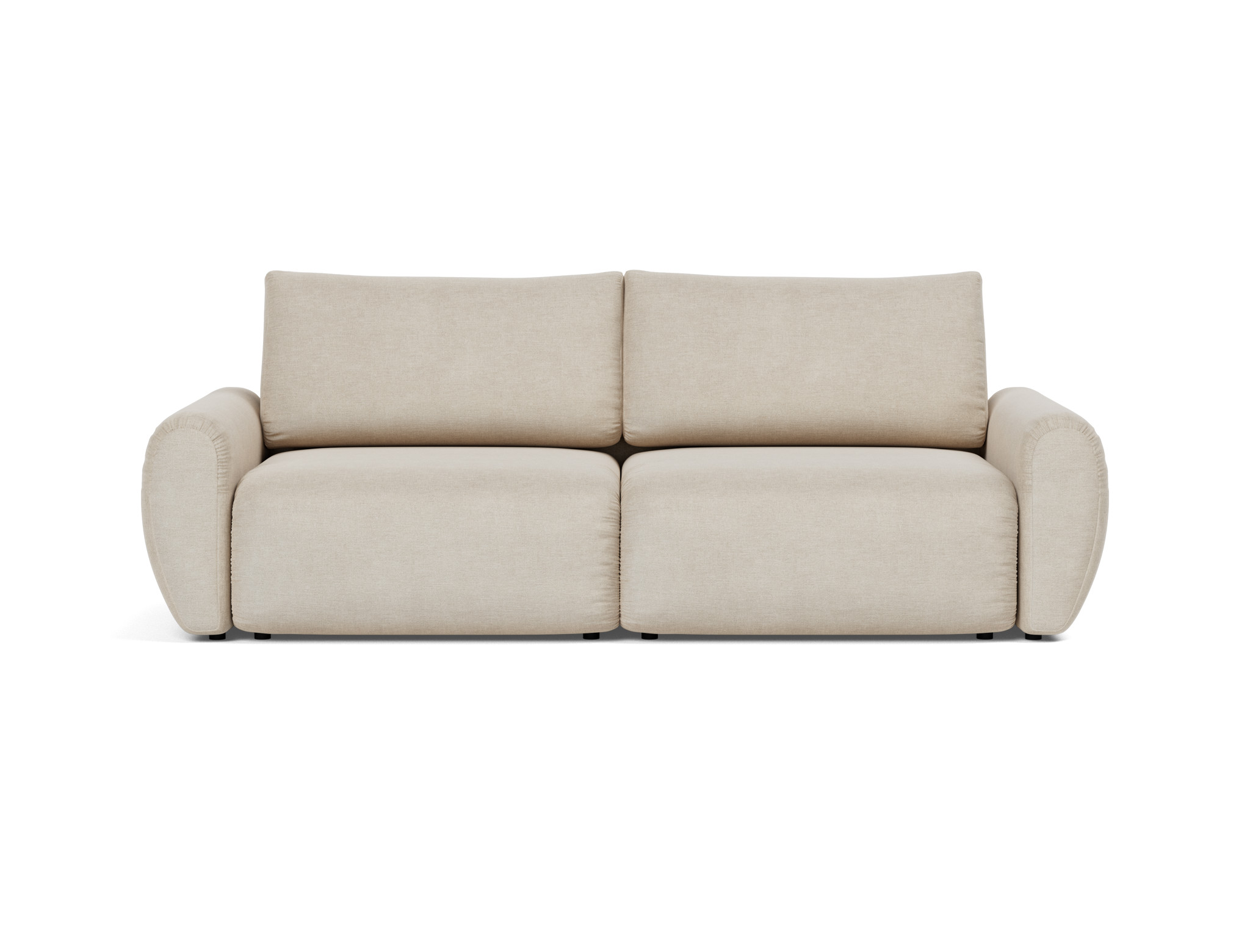 Schlafsofa Norum mit Curve-Armlehnen Flachgewebe Phobos 586-Latte