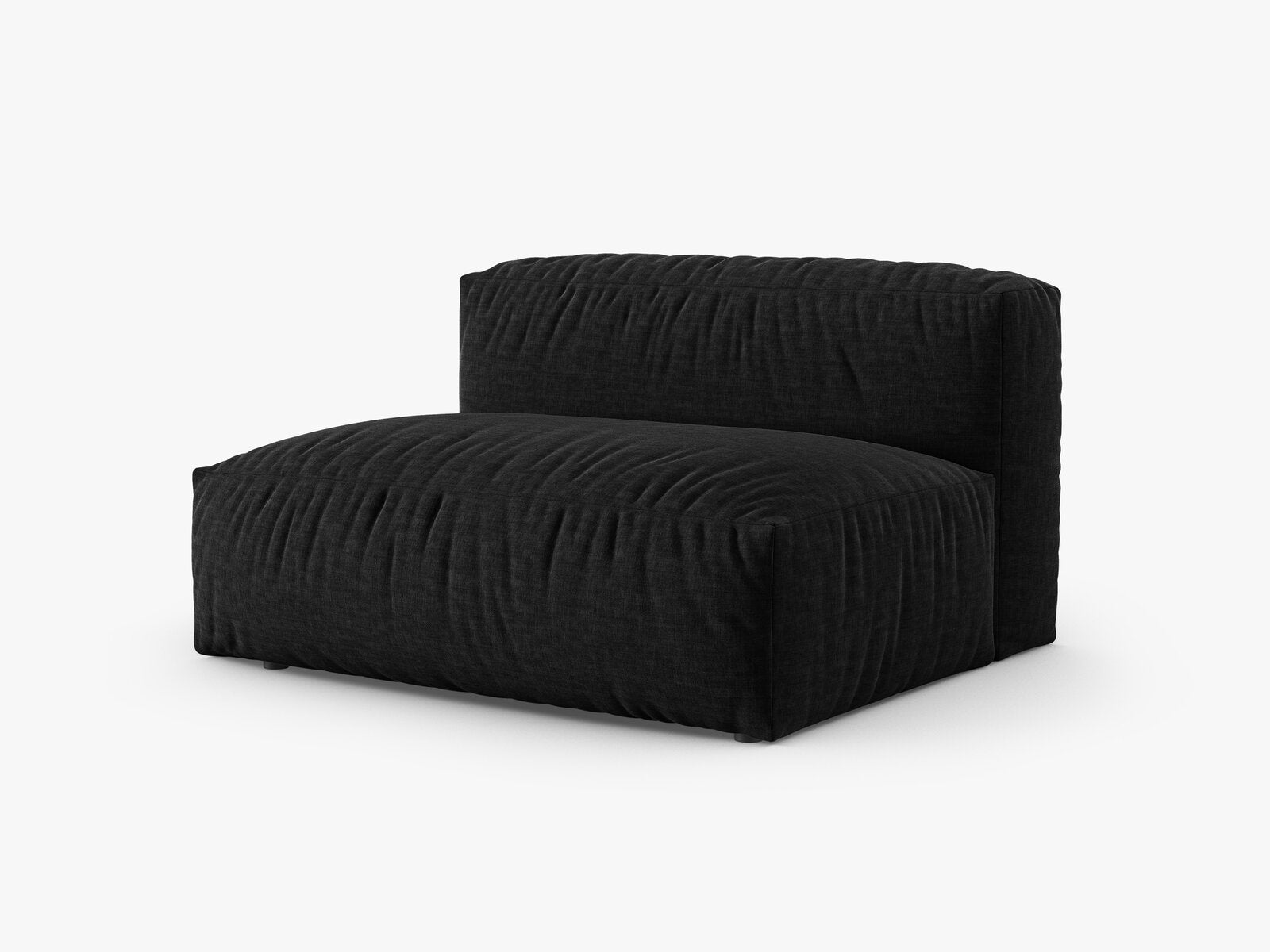 Micadoni Eckmodul mit Armlehne Martina 1-Sitzer Groß 90cm Sitztiefe Links Strukturierter Stoff Boston Schwarz