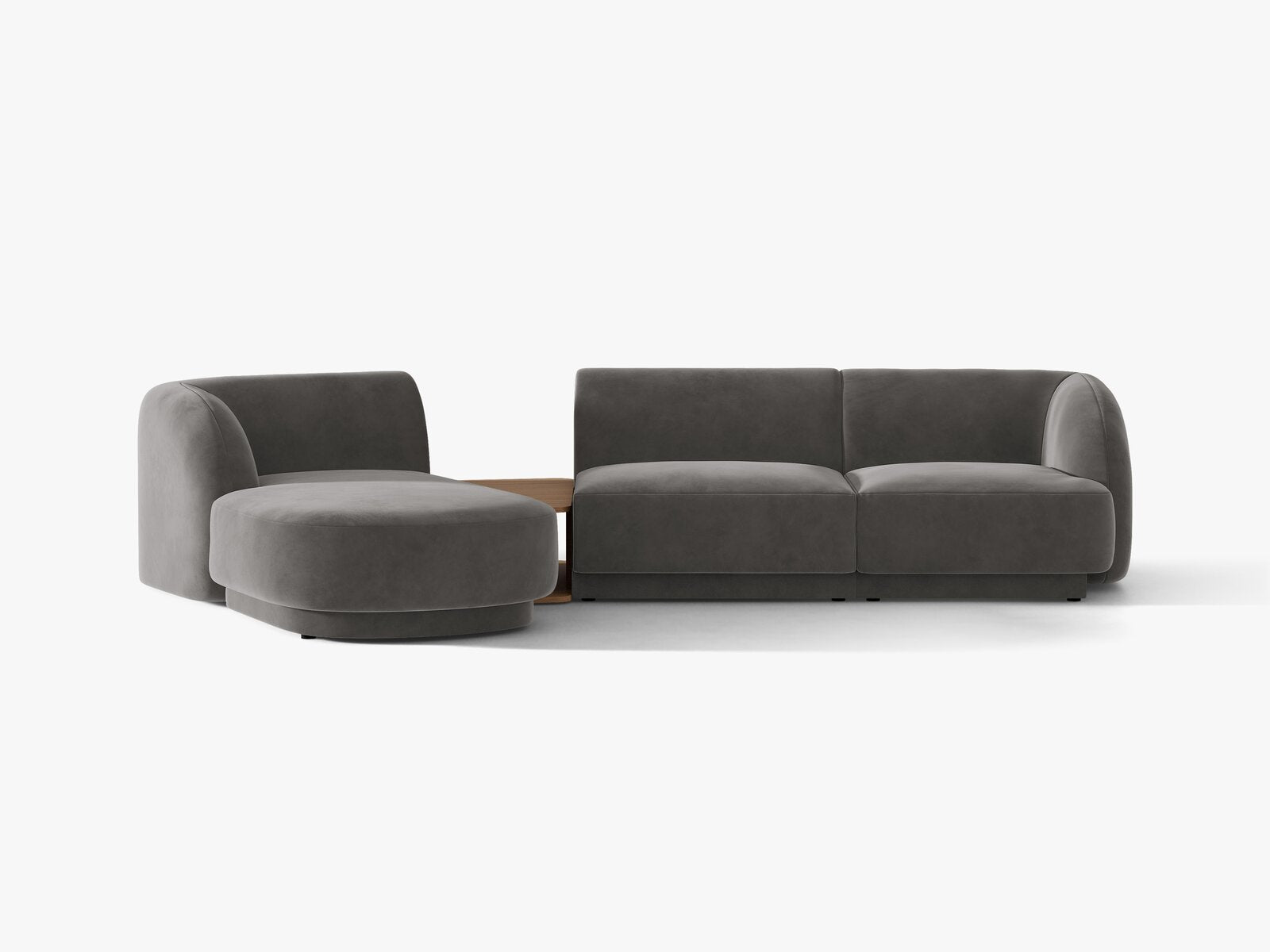 Micadoni Modulares Sofa Miley mit Recamiere 3-Sitzer Links Samt Venus Grau