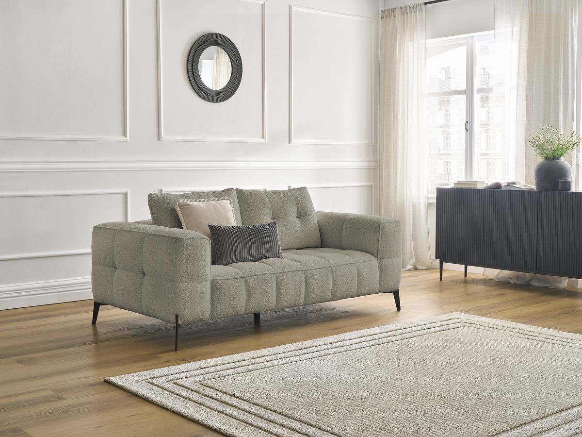 Bobochic Anis Sofa 2-Sitzer Bouclé-Stoff Taupe