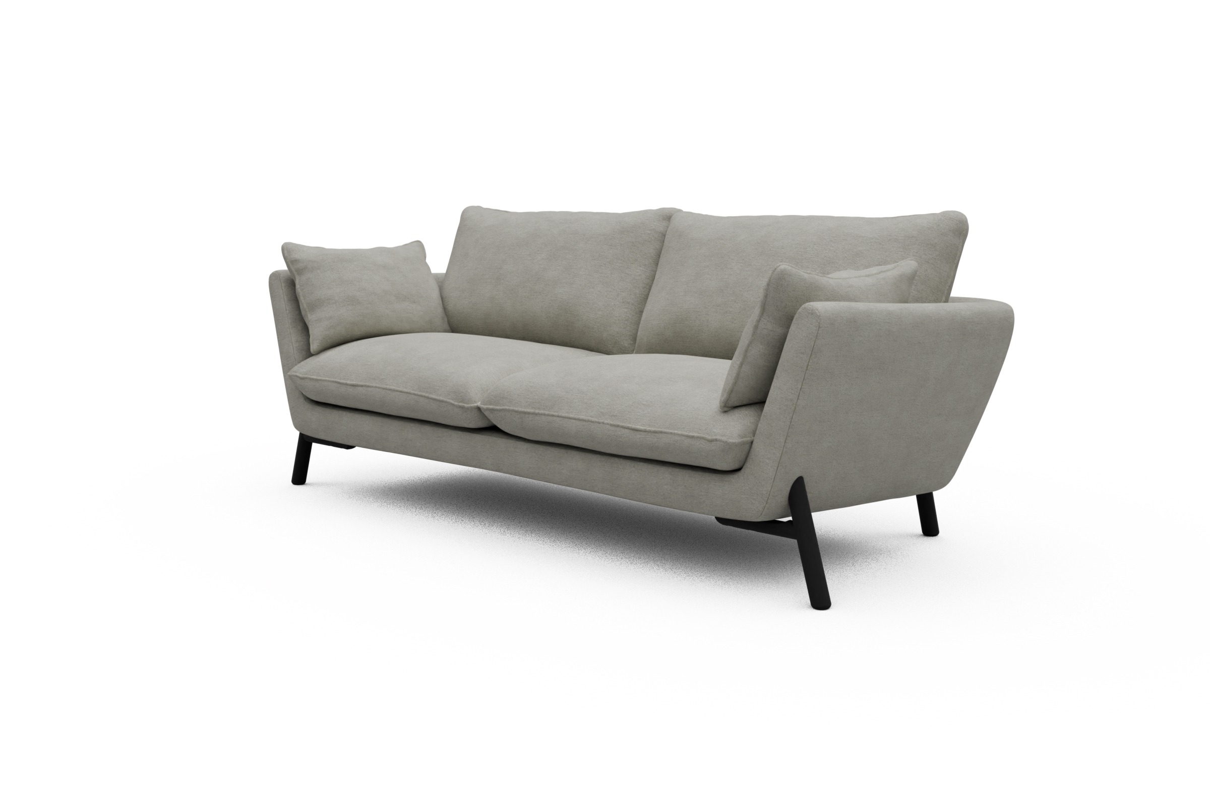 Sofa Emil 3-Sitzer Beinfarbe Eiche Schwarz Carreno-Moon-Stone-White