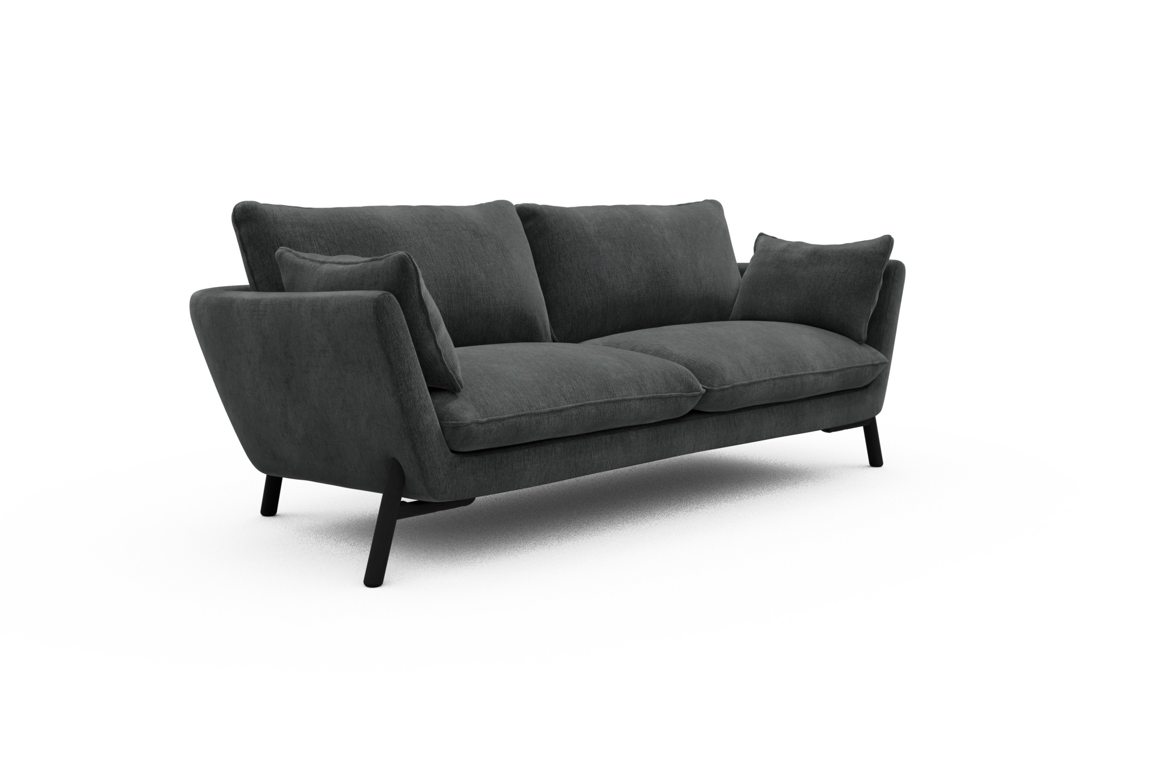 Sofa Emil 3-Sitzer Beinfarbe Eiche Schwarz Smooth-Deep-Warm-Grey