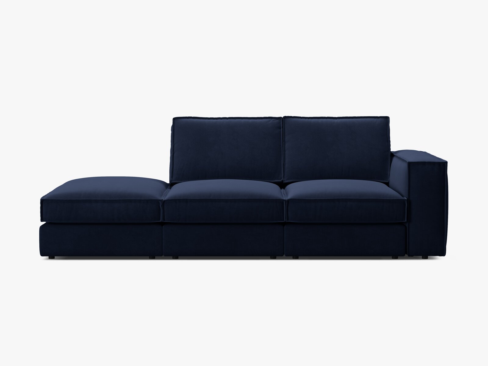 Micadoni modulares offenes Sofa Pola 3-Sitzer Links Samt Salvador Königsblau