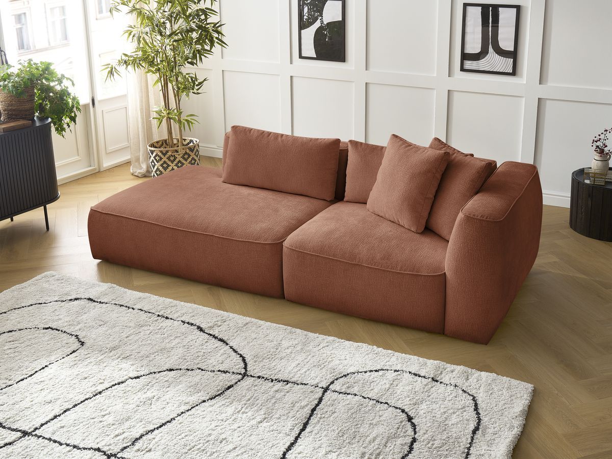 Bobochic Leopold Sofa 3-Sitzer Strukturstoff Orange Armlehne rechts