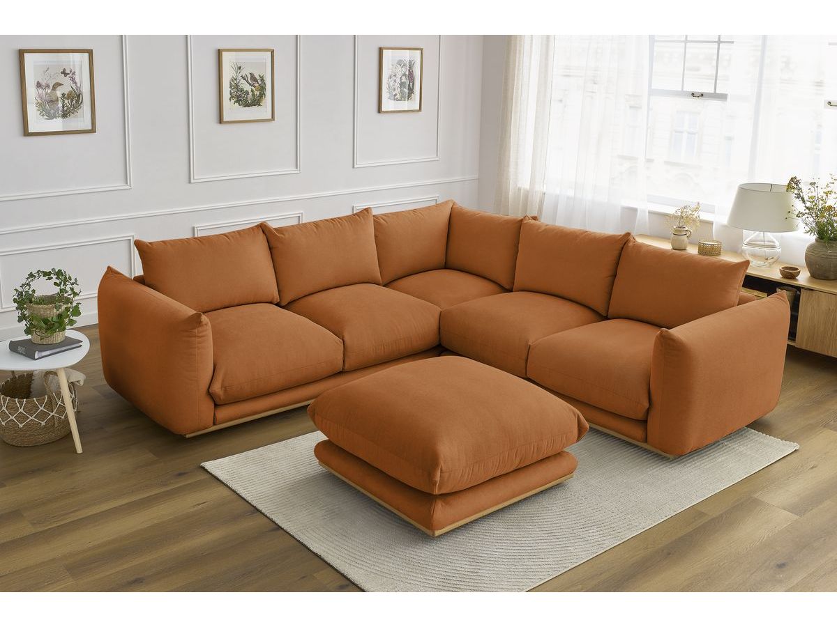 Bobochic Ernest Ecksofa mit Pouf Stoff Orange