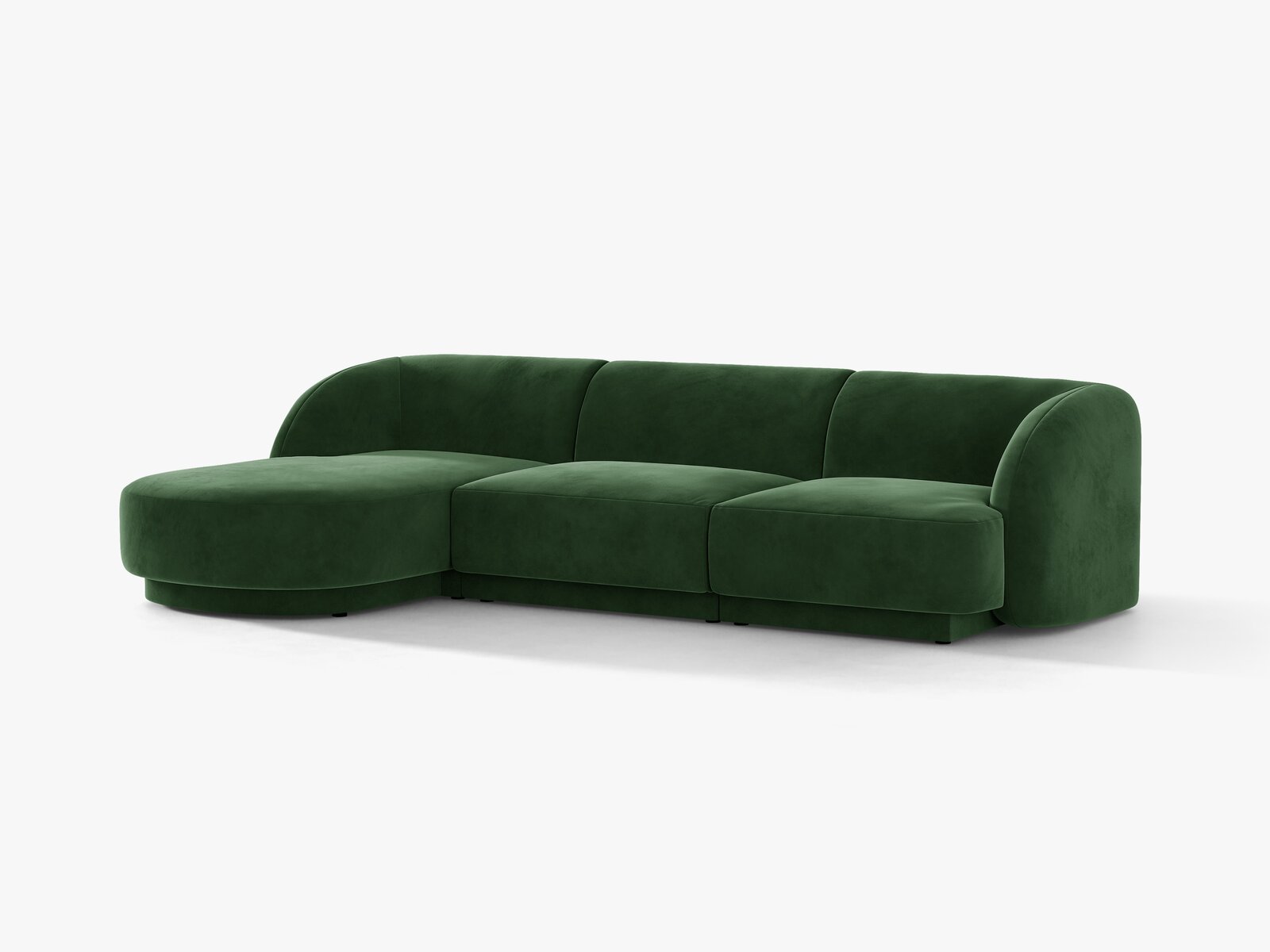 Micadoni Ecksofa Miley 4-Sitzer Samt Venus Flaschengrün Links