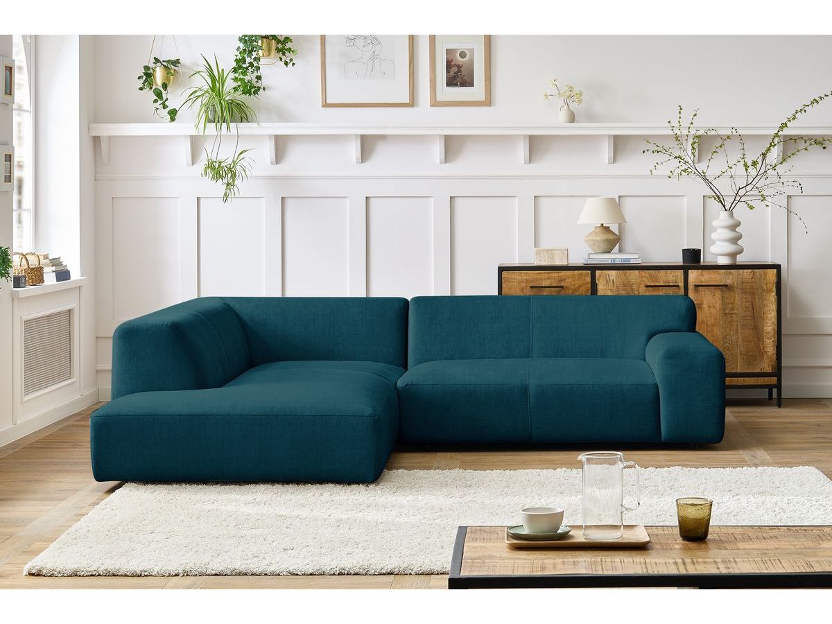 Bobochic Lavena Ecksofa 272 × 220 cm Samt Dunkelblau Ecke links