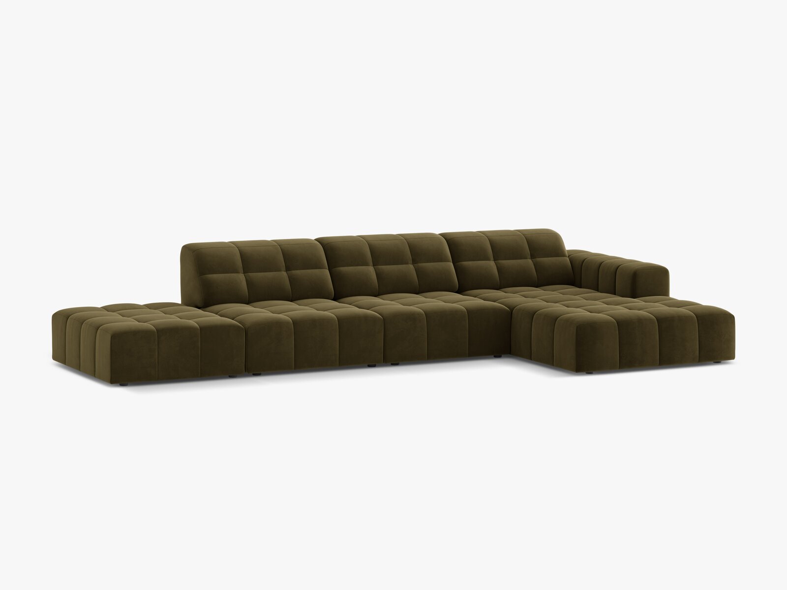 Micadoni Ecksofa Jennifer 5-Sitzer Rechts Samt Bluvel Grün