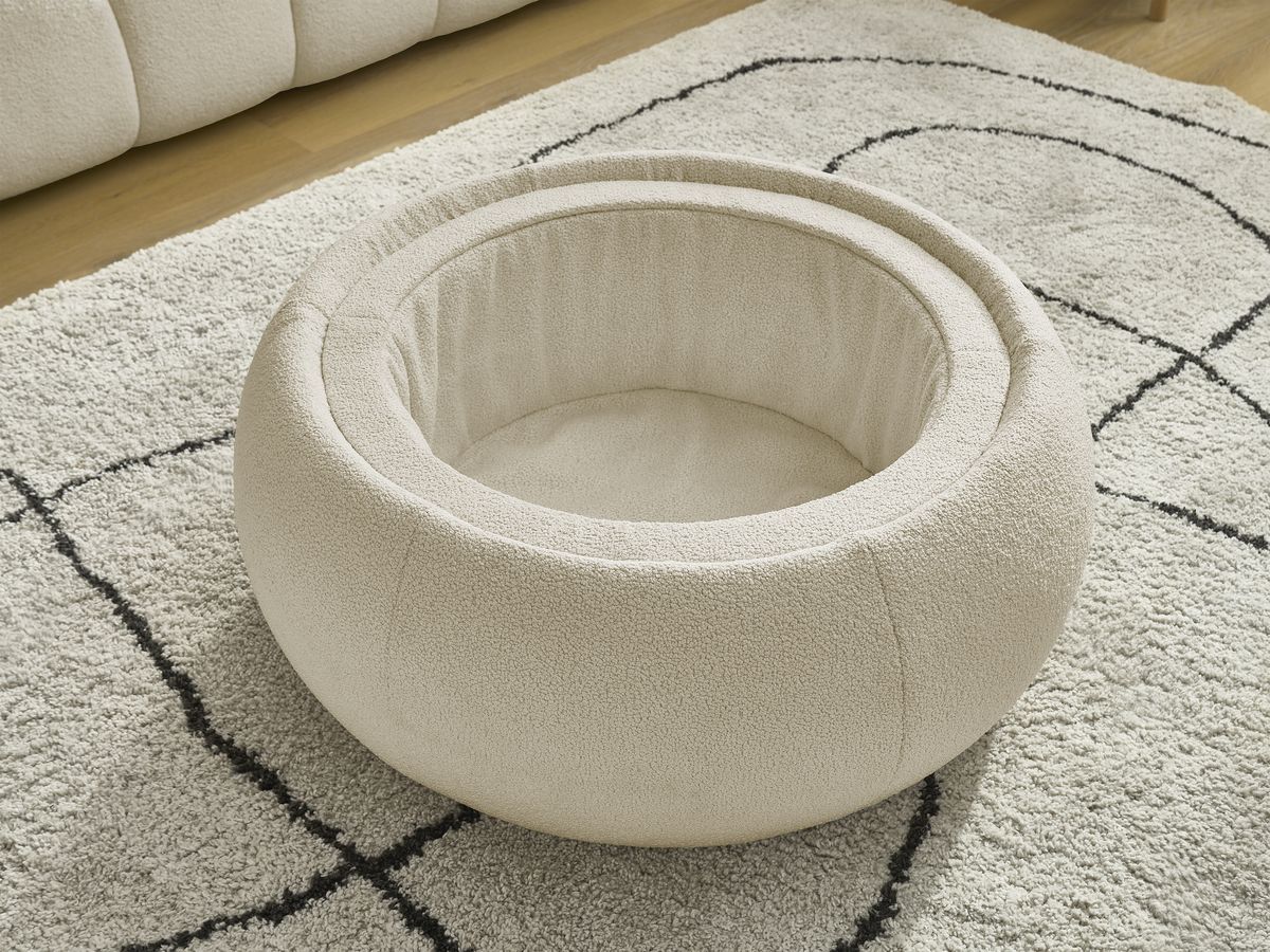 Bobochic Hayden Sofa 3-Sitzer mit Pouf 256 × 107 cm Bouclé-Stoff Beige
