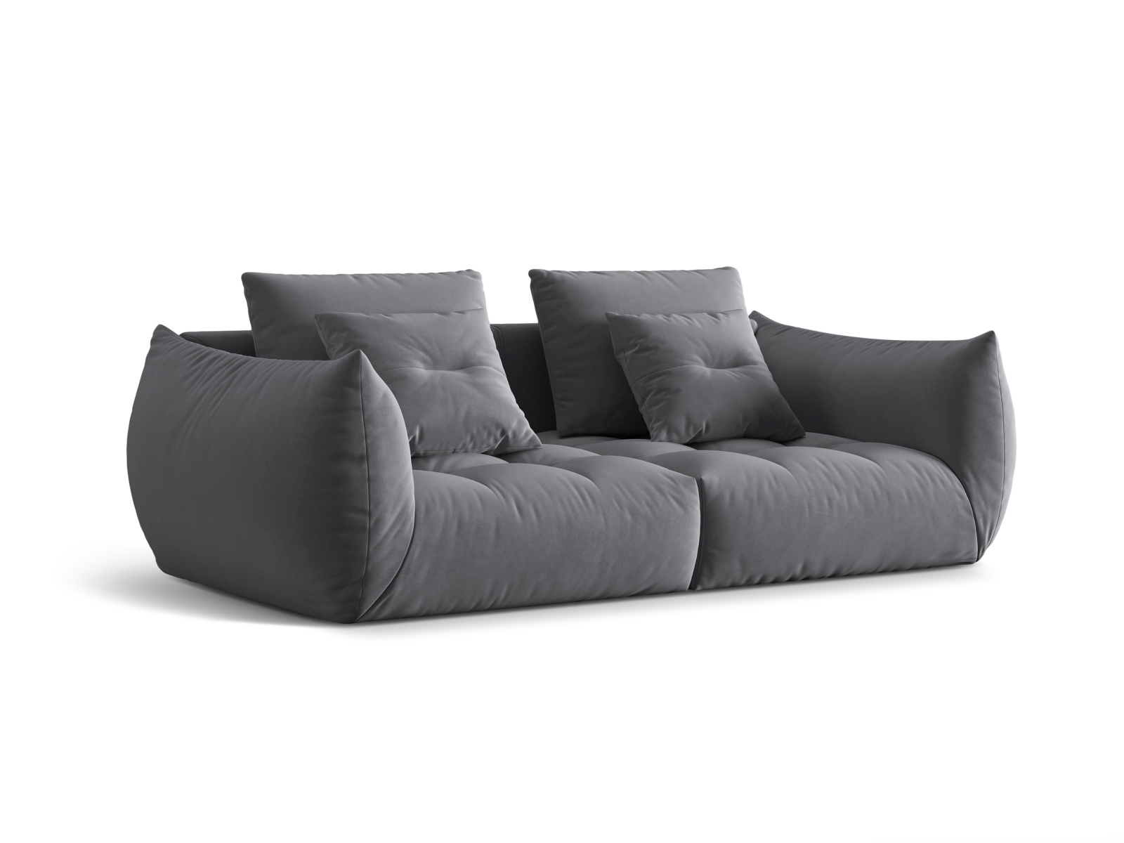 Micadoni Sofa Bloom 3-Sitzer Samt Dunkelgrau
