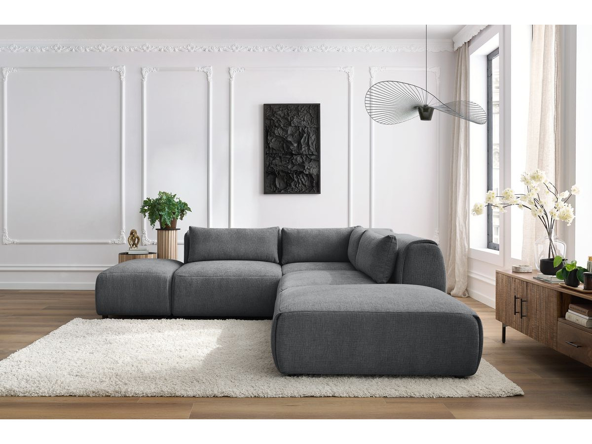 Bobochic Jeanne Ecksofa 271 × 300 cm Strukturstoff Dunkelgrau