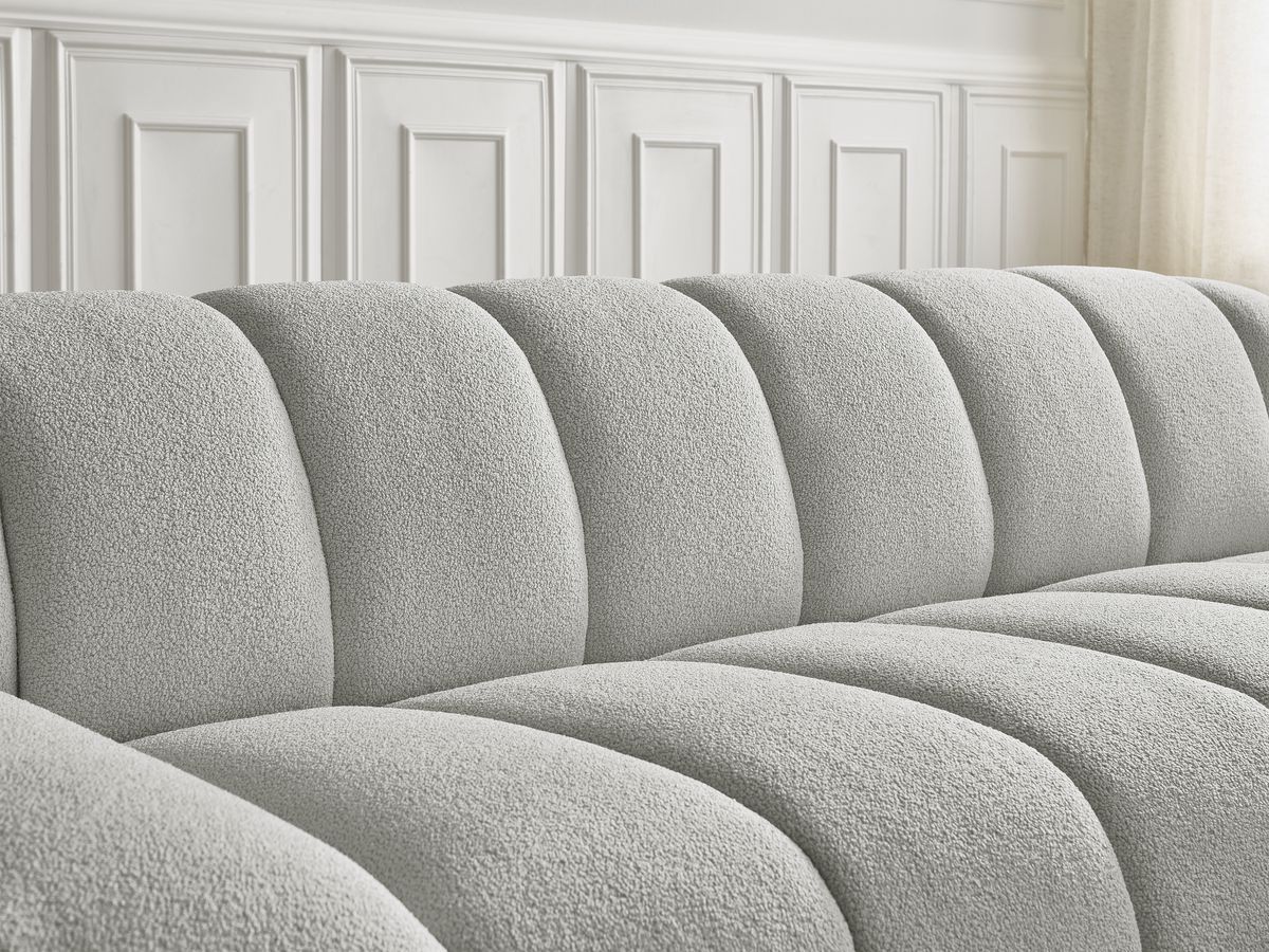 Bobochic Hayden Sofa 3-Sitzer Bouclé-Stoff Hellgrau