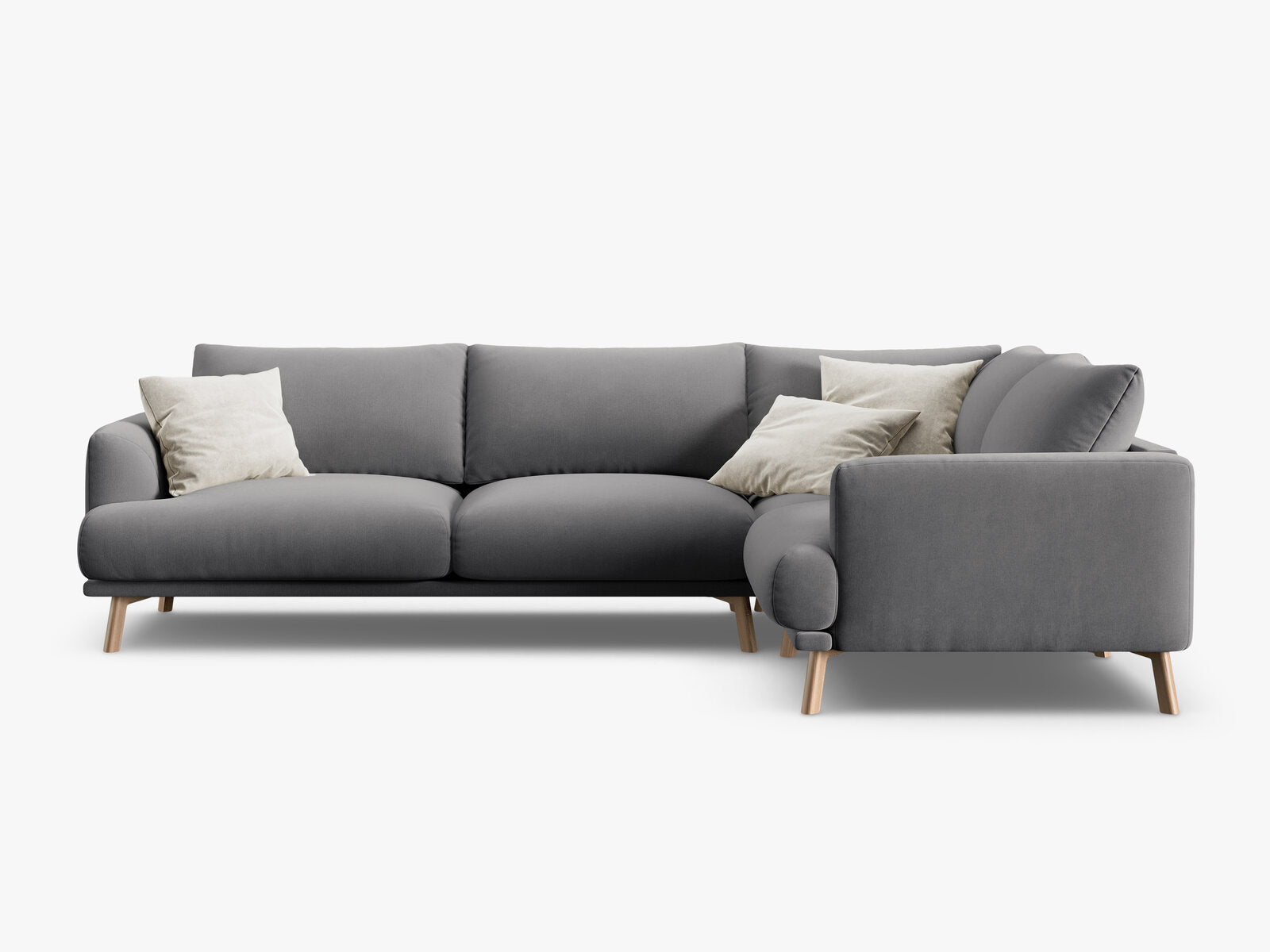Micadoni Ecksofa Naomi 4-Sitzer große Version Rechts Samt Salvador Grau