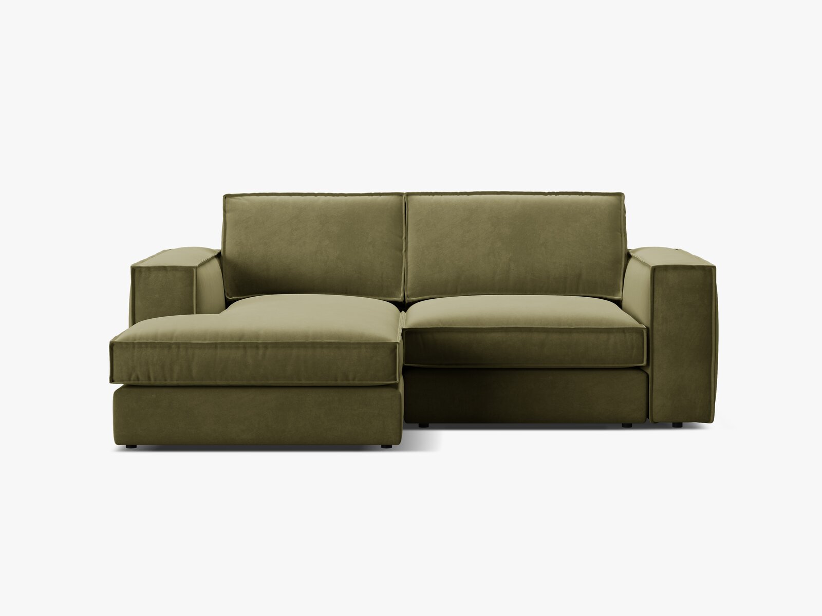 Micadoni modulares Ecksofa Pola 2-Sitzer kleine Version Links Samt Salvador Grün
