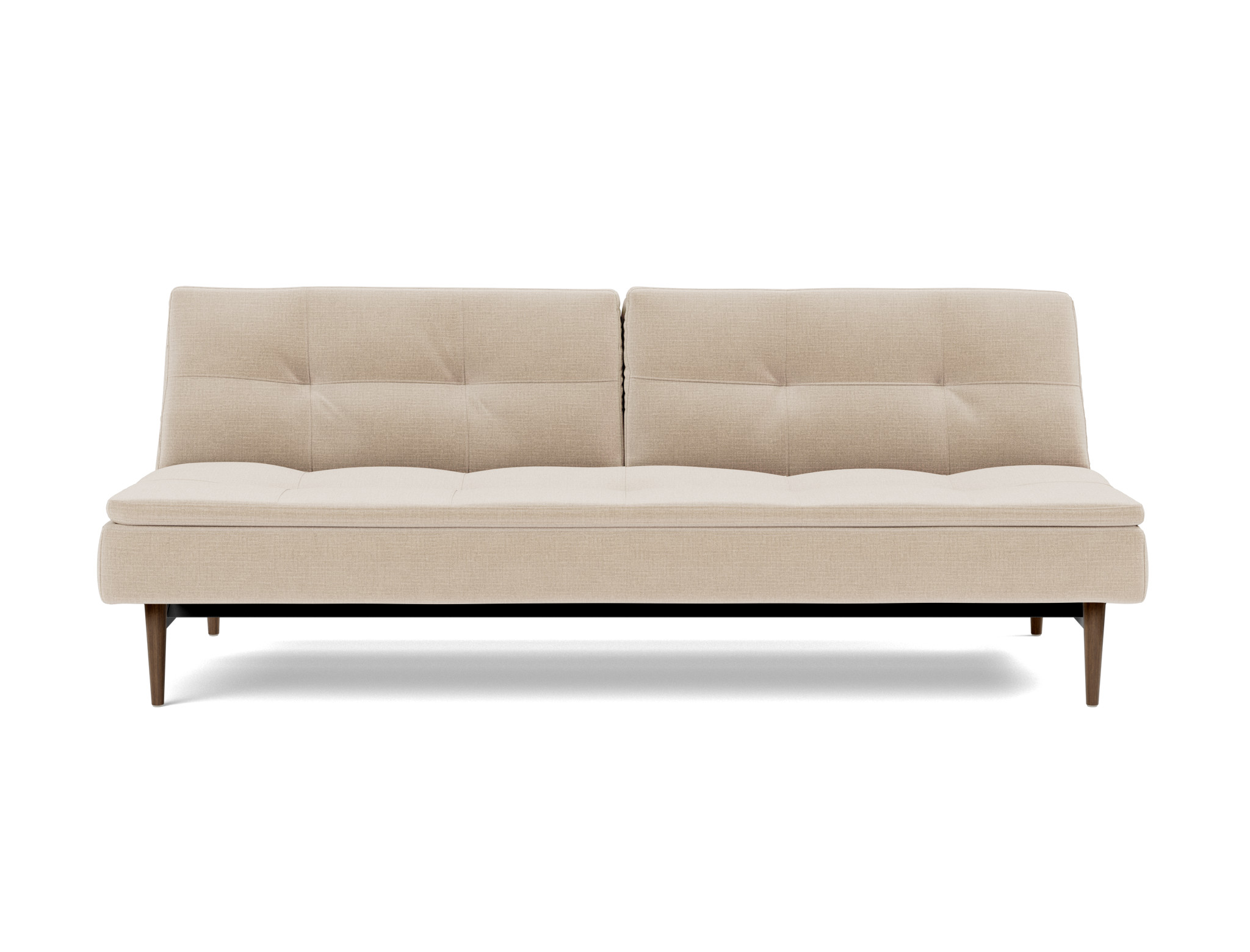 Schlafsofa Dublexo Chenille Esina 410-Almond-Beige Beine Styletto Eiche dunkel