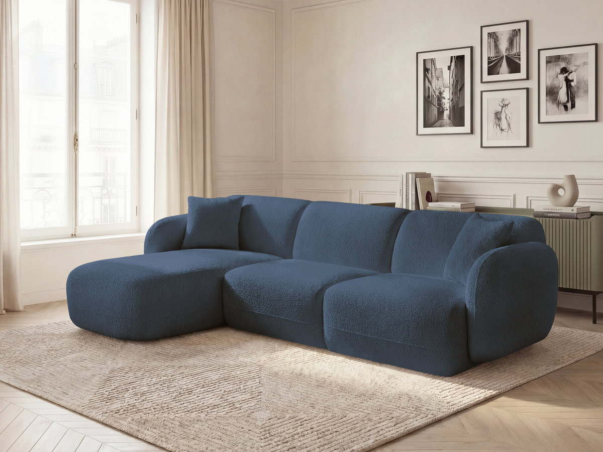 Bobochic Anda Ecksofa 292 × 163 cm Chenille Dunkelblau Ecke links