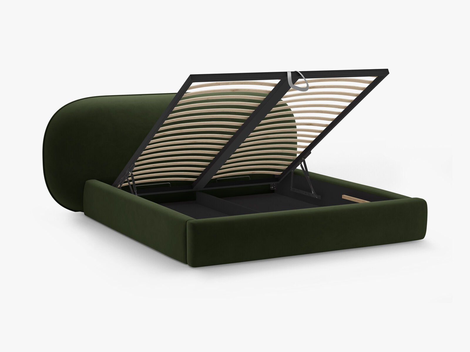 Micadoni Stauraumbett mit Kopfteil Ovalo Samt Magic Velvet Armeegrün 140x200