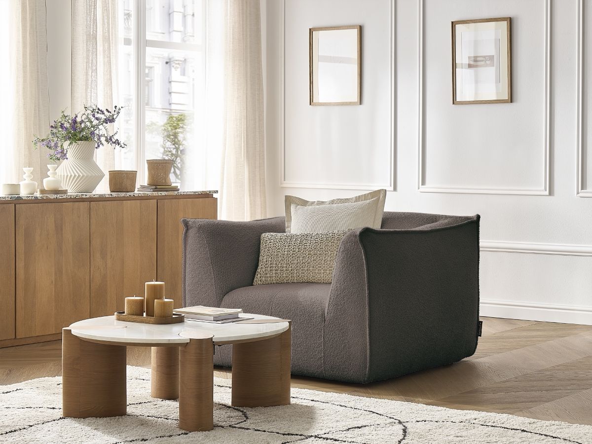 Bobochic Giorgia Sessel Bouclé-Stoff Braun